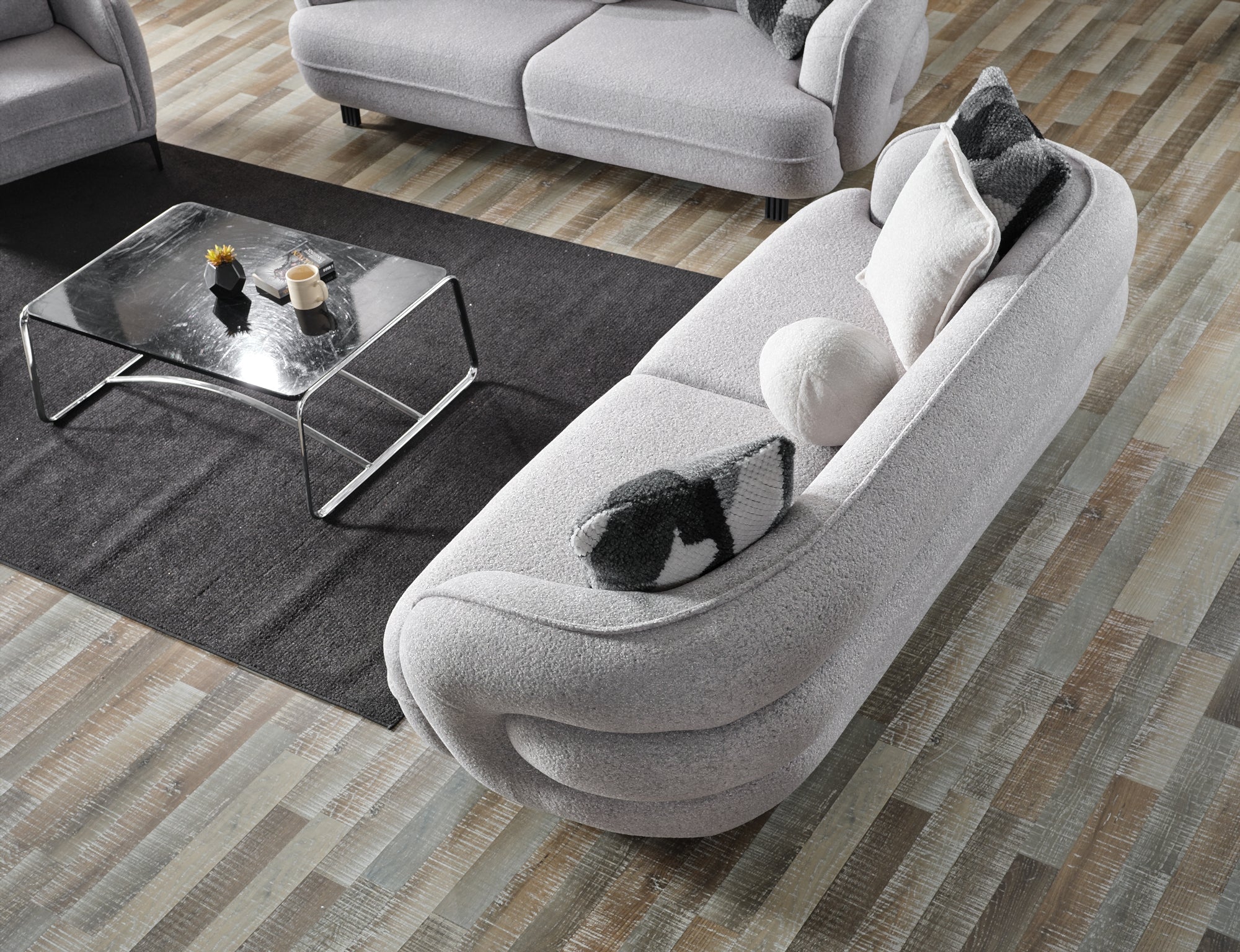Marsilya 3-pieces (Sofa & Loveseat & Chair) Livingroom Set Grey