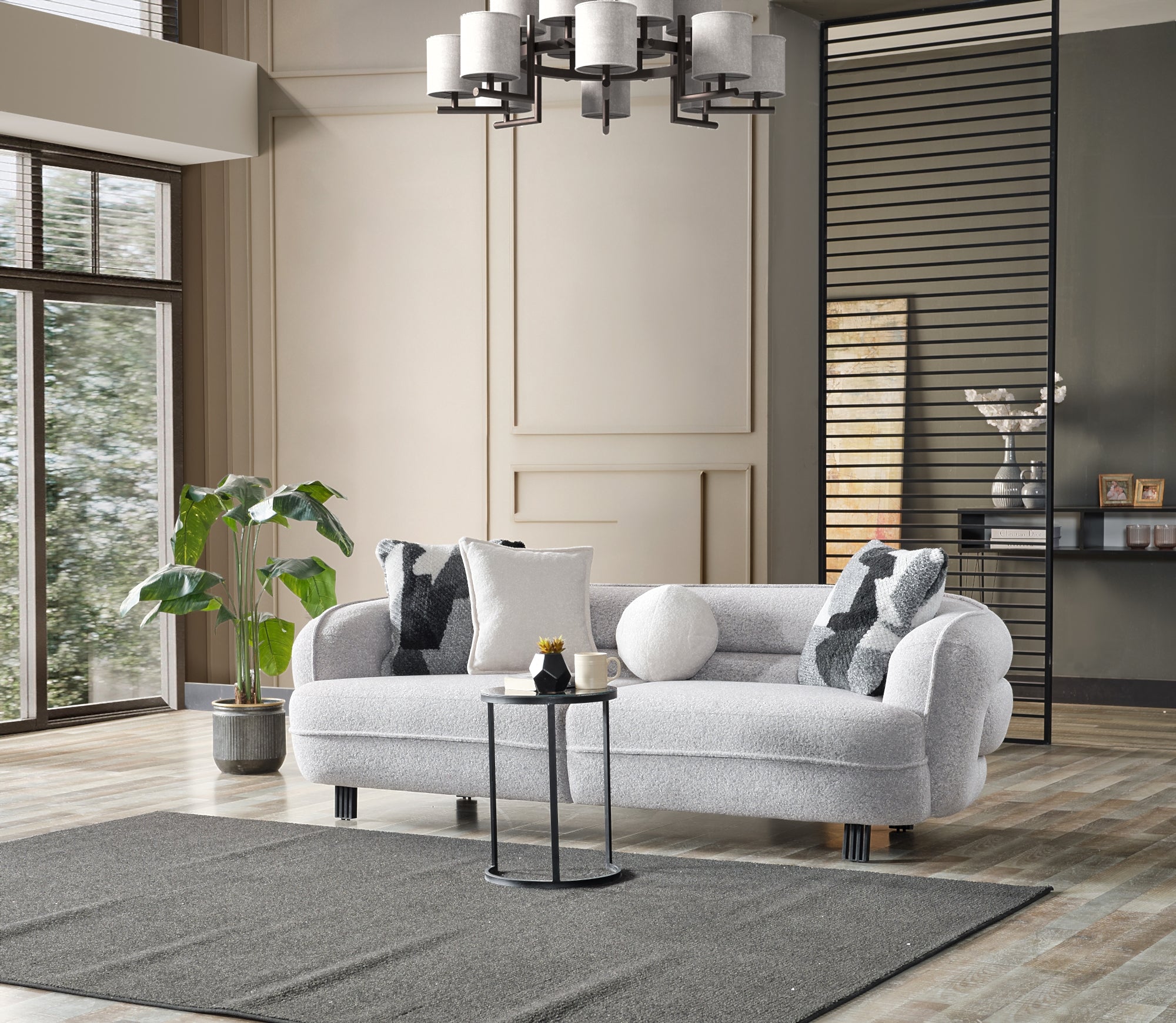 Marsilya 3-pieces (Sofa & Loveseat & Chair) Livingroom Set Grey