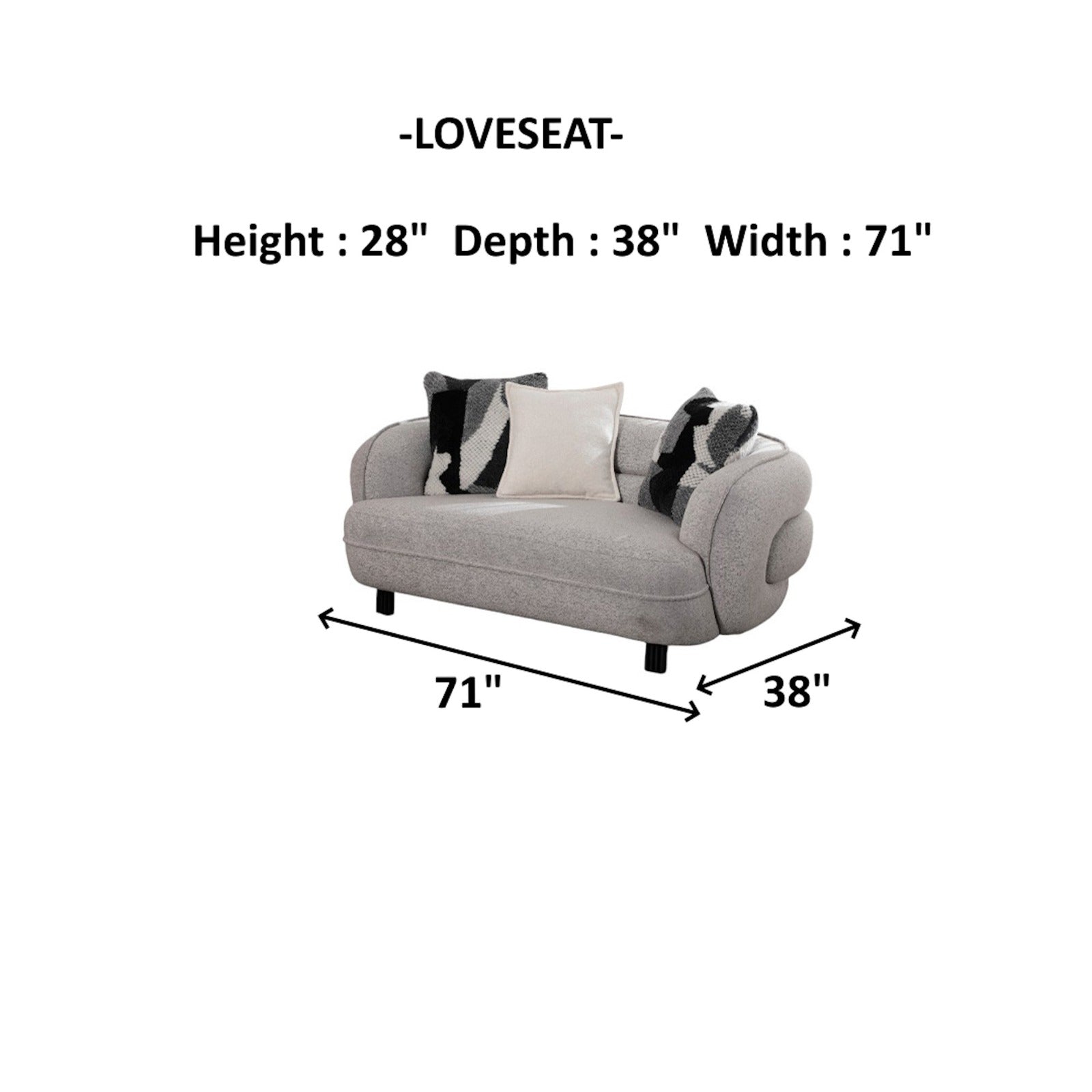 Marsilya 3-pieces (Sofa & Loveseat & Chair) Livingroom Set Grey