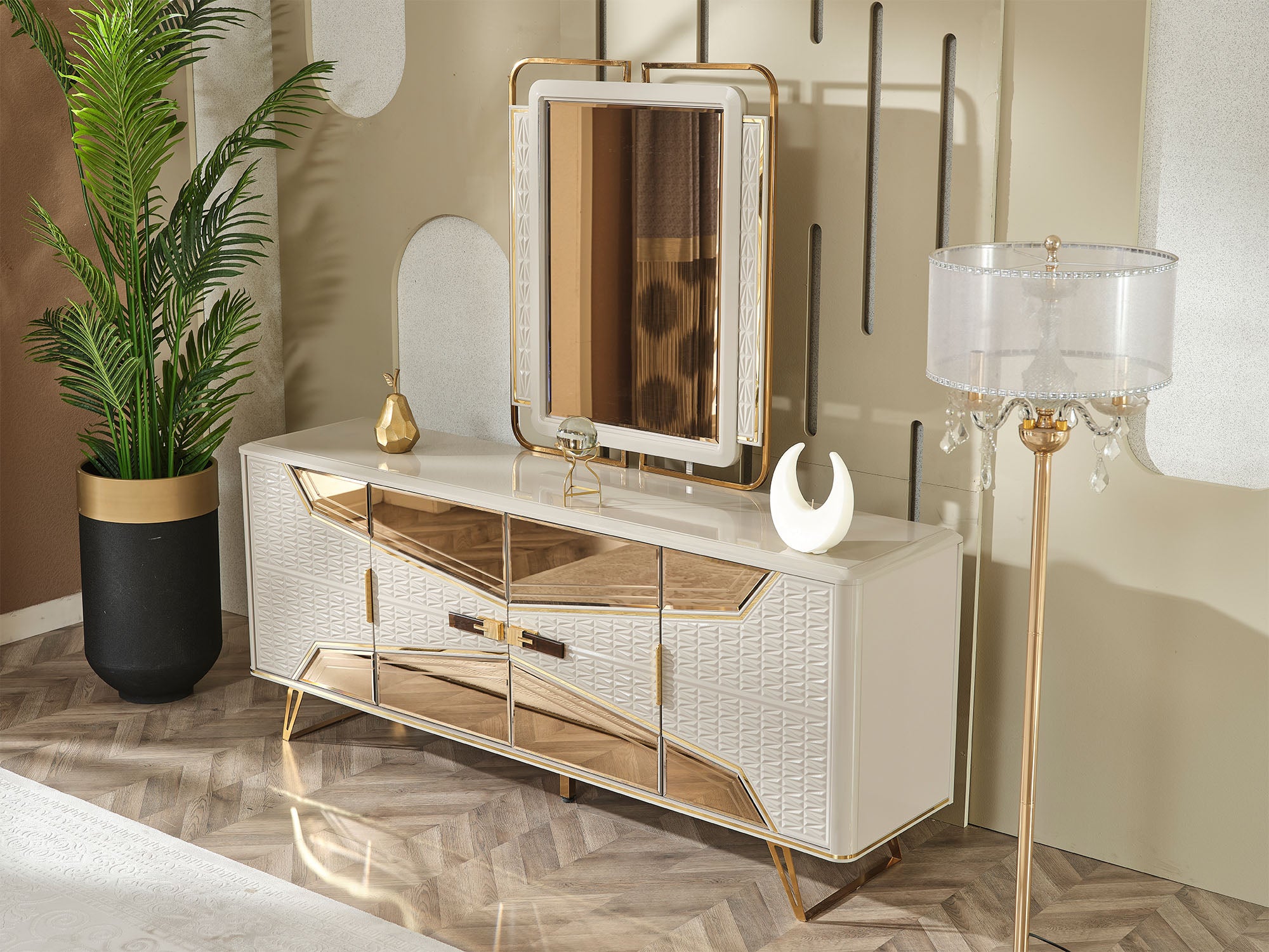 Milano Max Diningroom (Consol With Mirror & Dining Table & 6 Dining Chair)