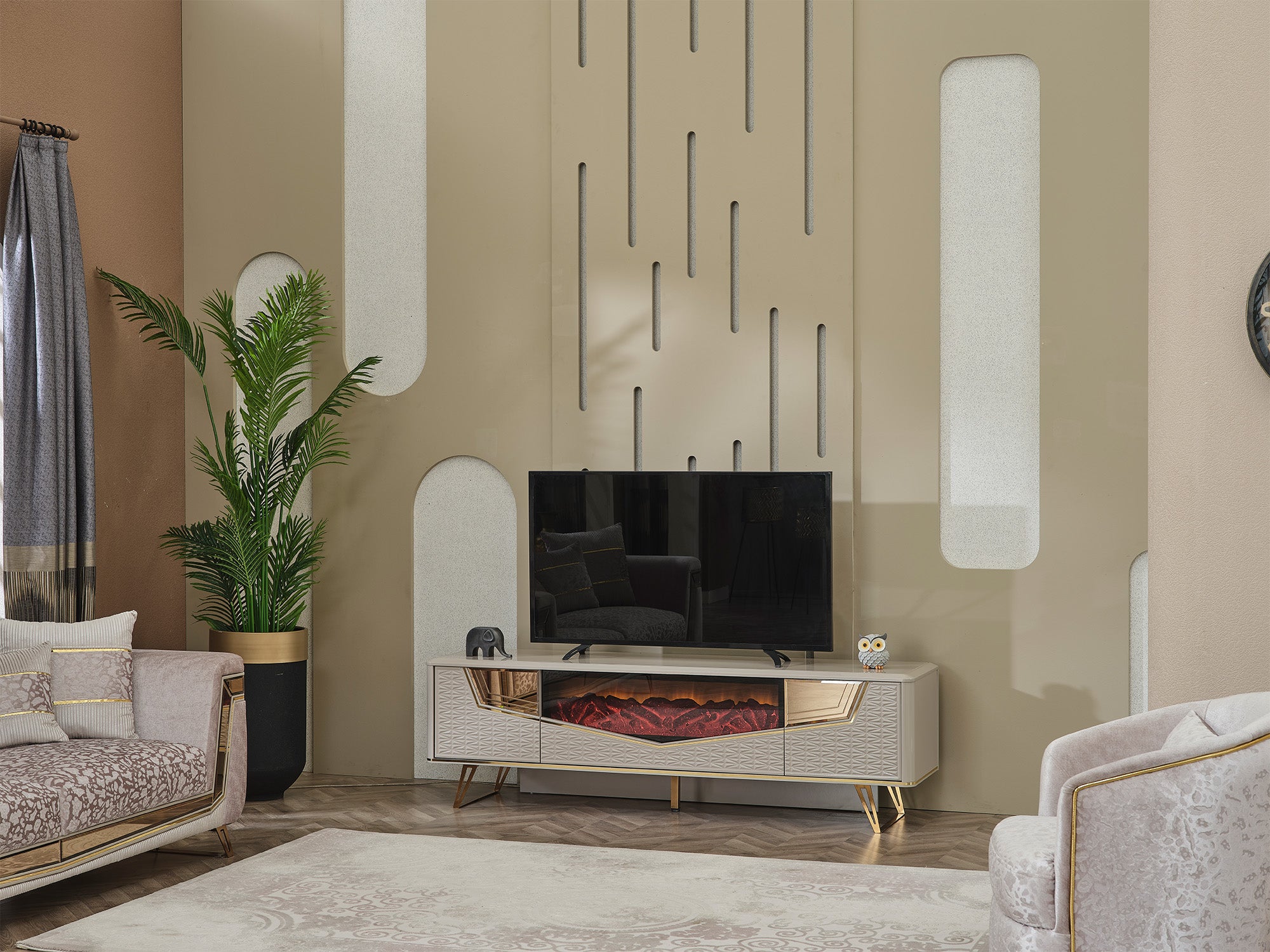 Milano Max Tv Stand With Fire Place