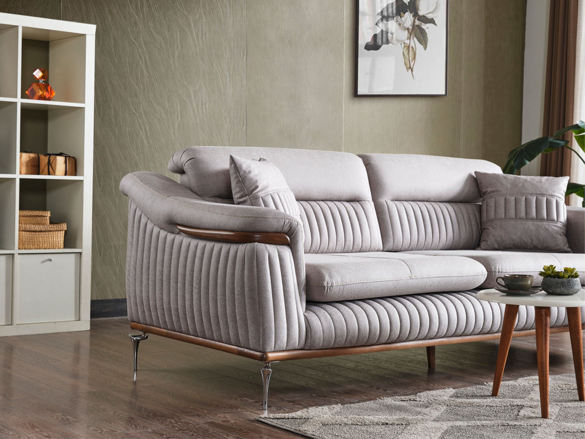 Ahsen 3-pieces (Sofa & Loveseat & Chair) Livingroom Set Light Grey