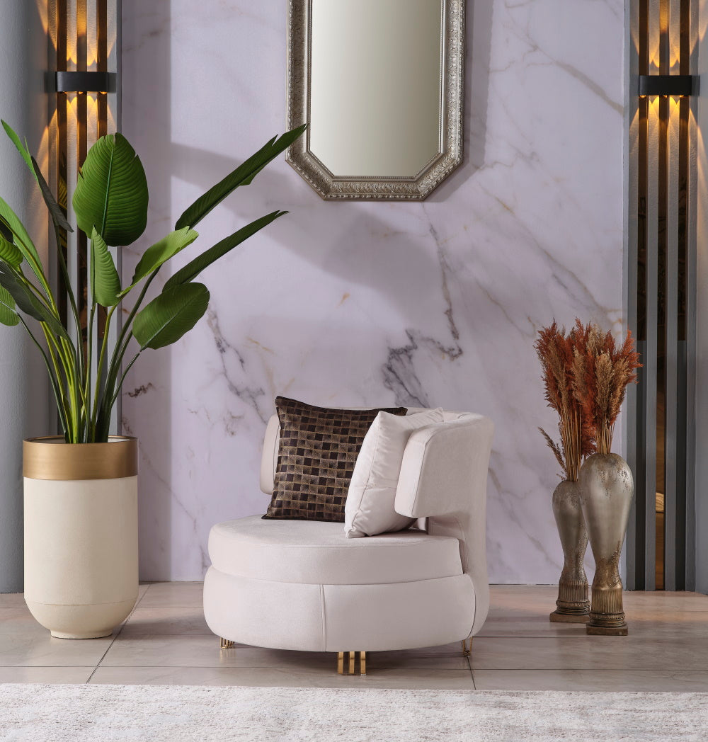 Monaco 3-pieces (Sofa & Loveseat & Chair) Livingroom Set Cream