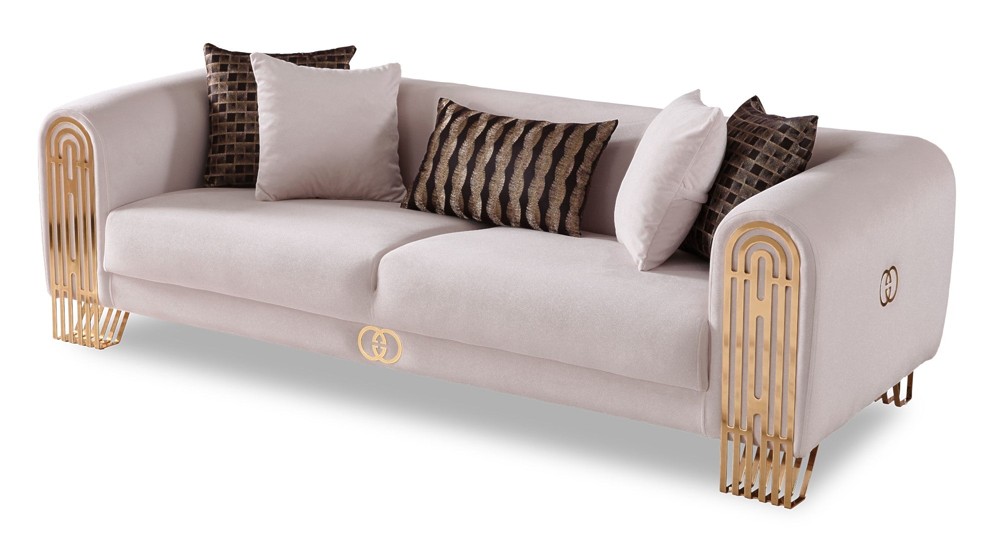 Monaco 3-pieces (Sofa & Loveseat & Chair) Livingroom Set Cream