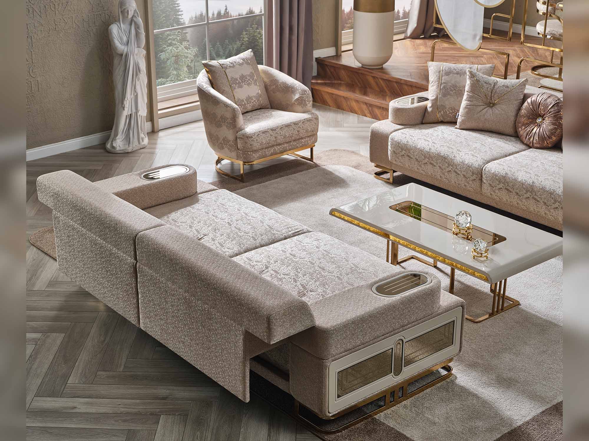 Monza Convertible Sofa Cream