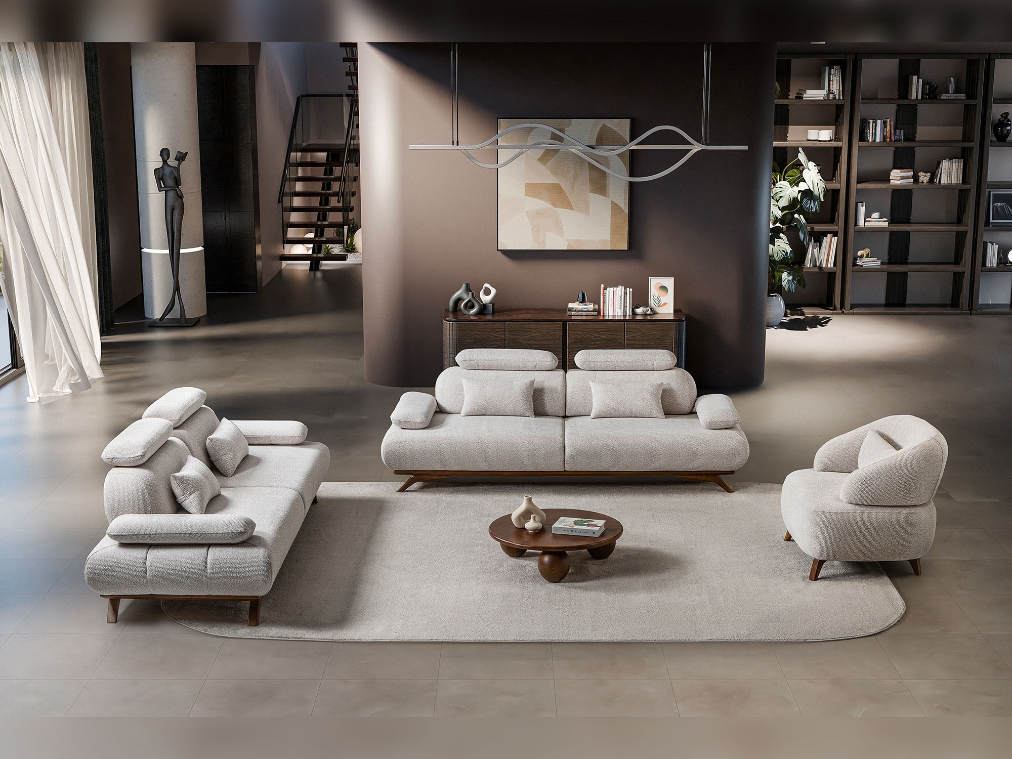 Monza 3-pieces (Sofa & Loveseat & Chair) Livingroom Set