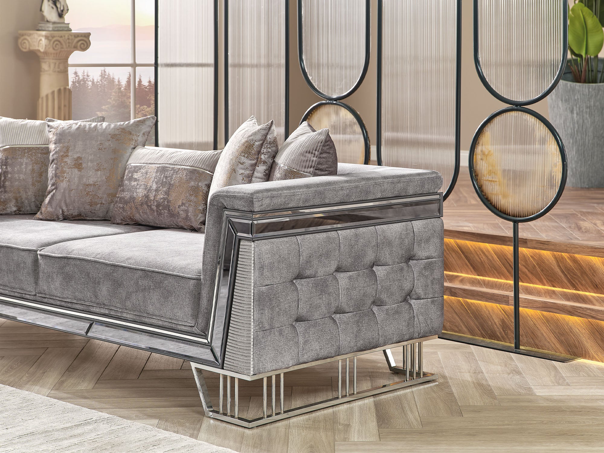 Munich Stationary Loveseat Grey