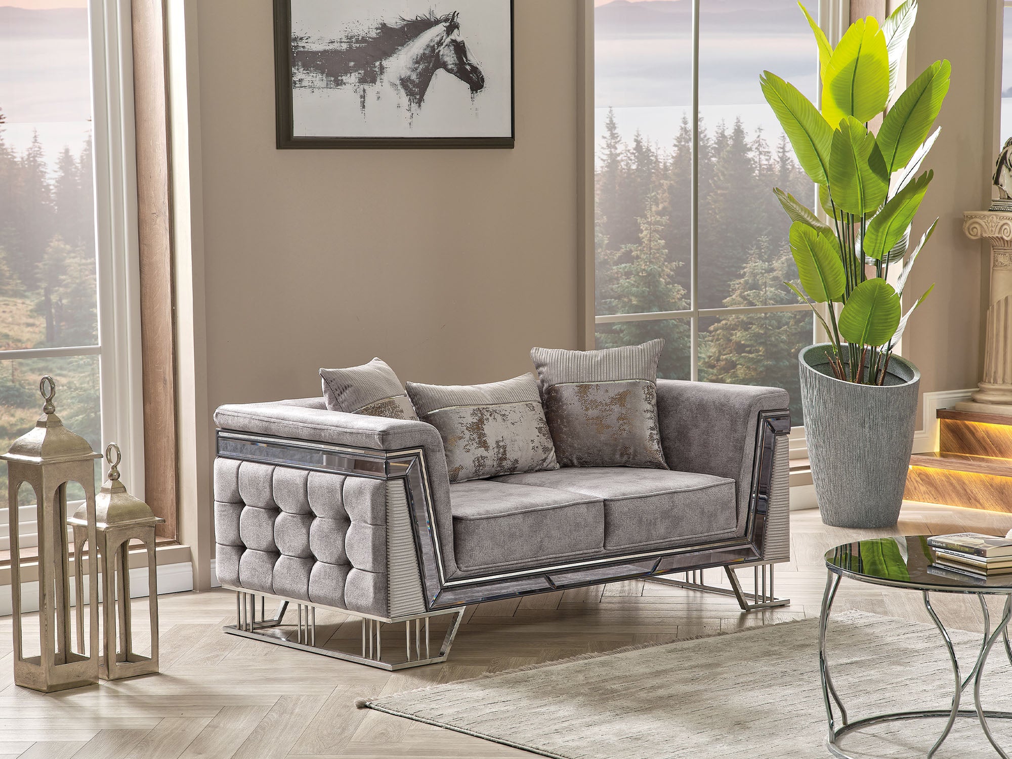 Munich 3-pieces (Sofa & Loveseat & Chair) Livingroom Set Grey