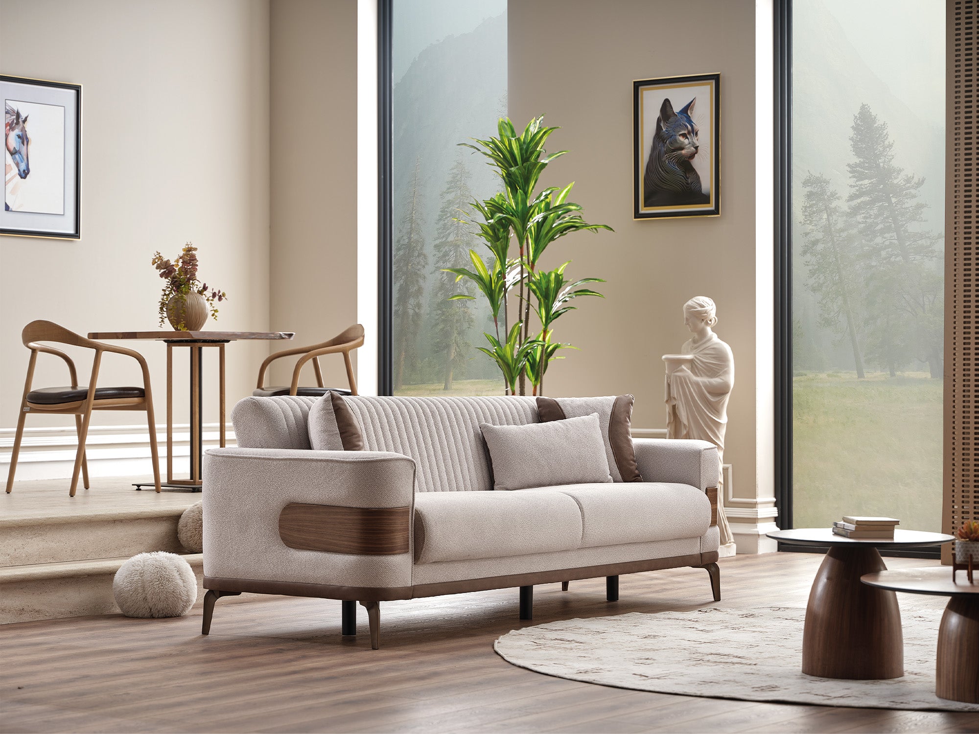 New Mood 3-pieces (Sofa & Loveseat & Chair) Livingroom Set Cream