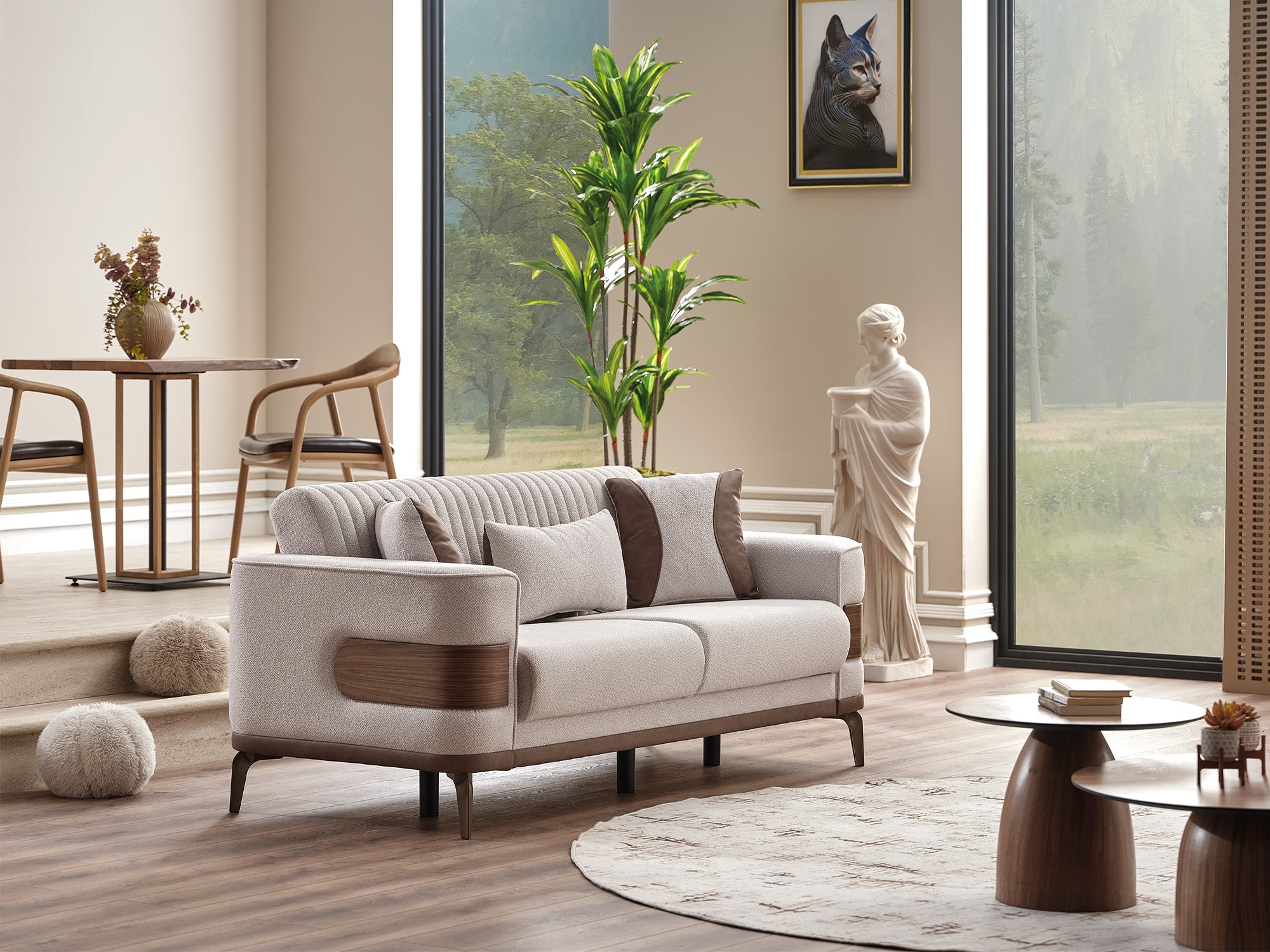 New Mood 3-pieces (Sofa & Loveseat & Chair) Livingroom Set Cream