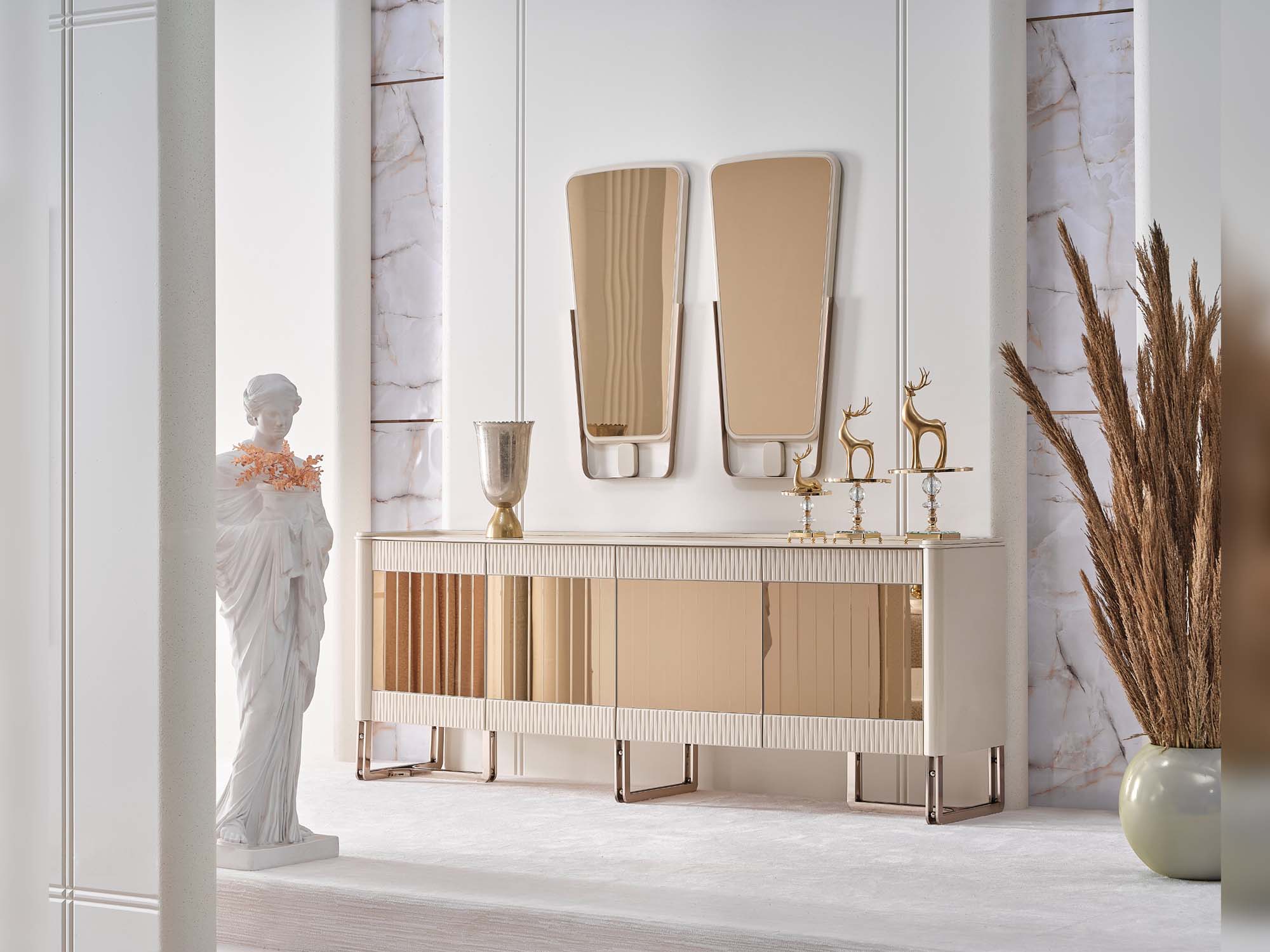 Nirvana San Diningroom (Consol With Mirror & Dining Table & 6 Dining Chair)