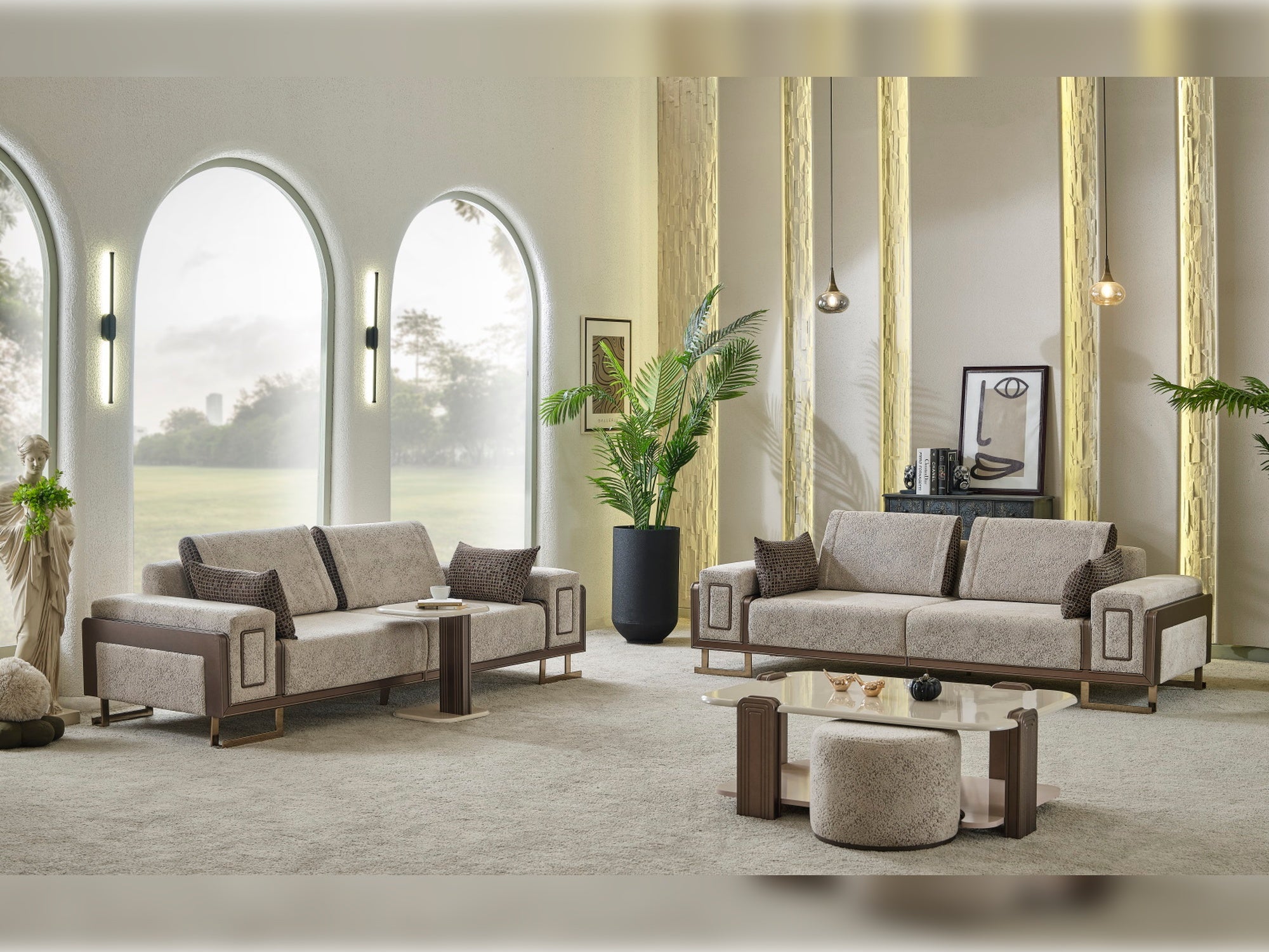 Nirvana Stationary 4 Seat Sofa Beige