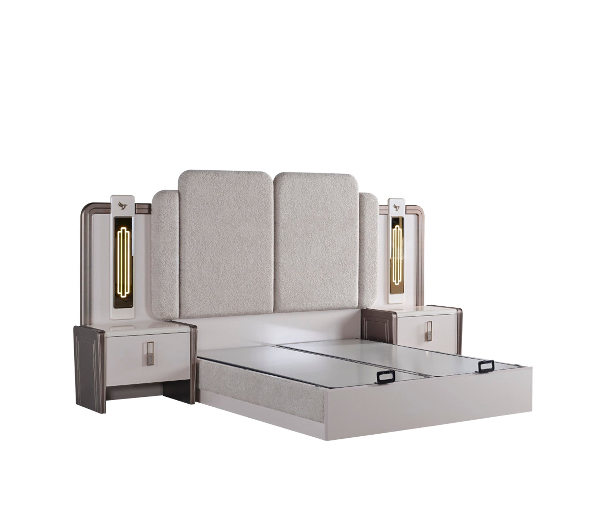 Nirvana Bedroom (Queen Bed & Dresser With Mirror & 2 Nightstand With Back )