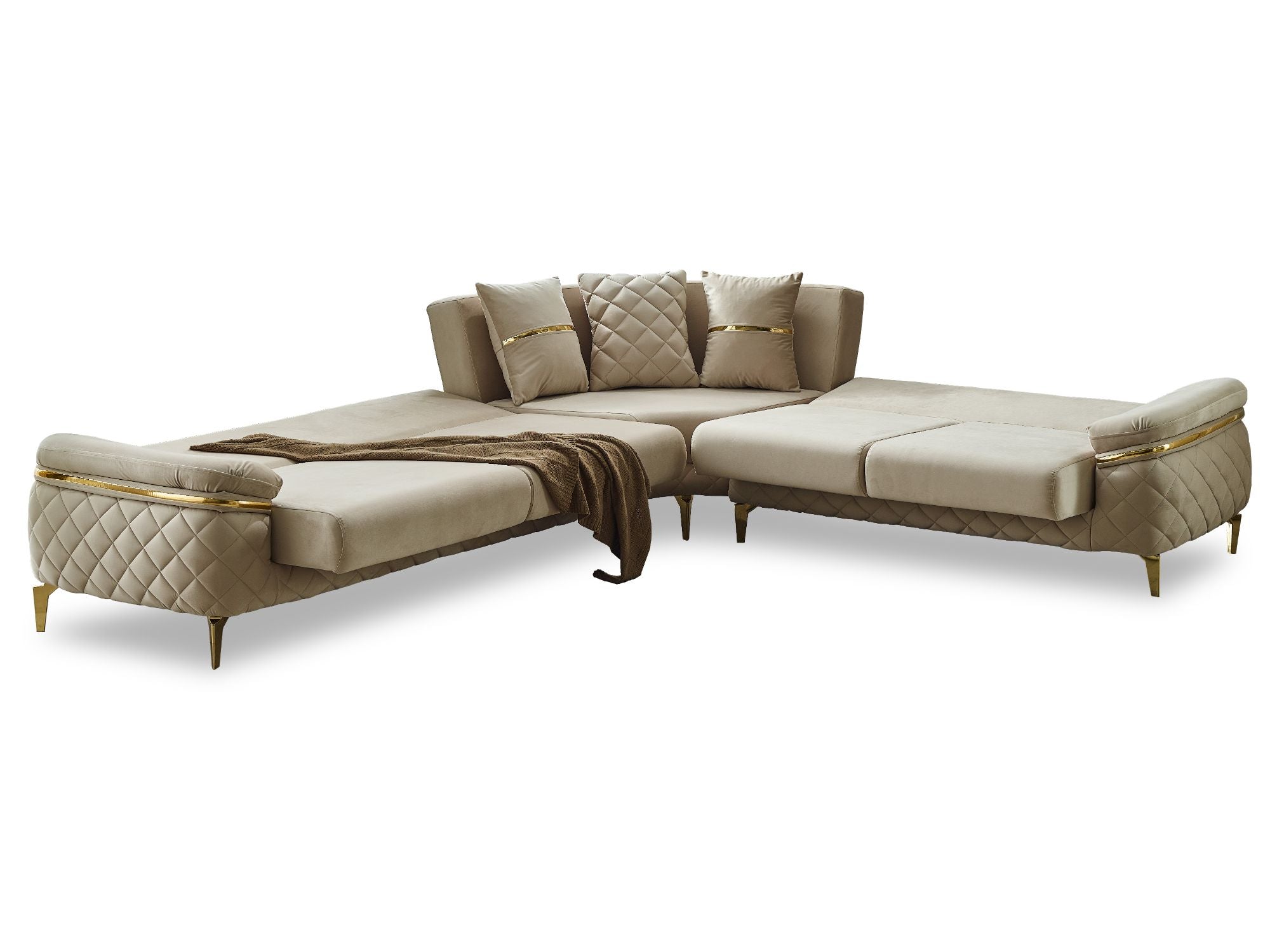 Orlando Convertible Sectional Sofa Beige