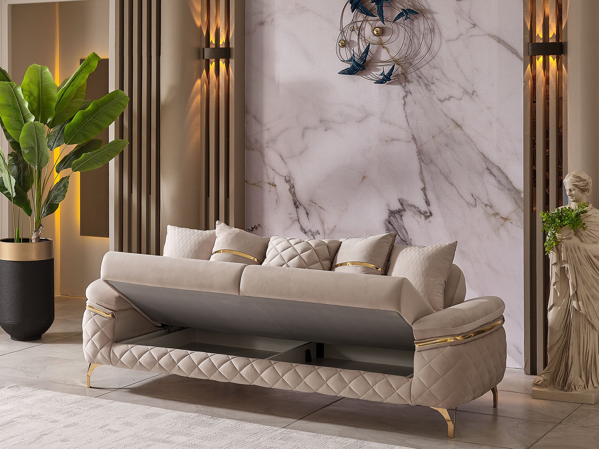 Orlando 3-pieces (Sofa & Loveseat & Chair) Livingroom Set Beige