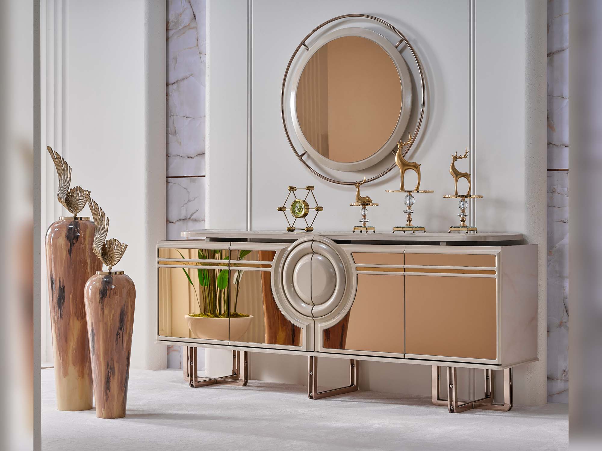 Palermo San Diningroom (Consol With Mirror & Dining Table & 6 Dining Chair)