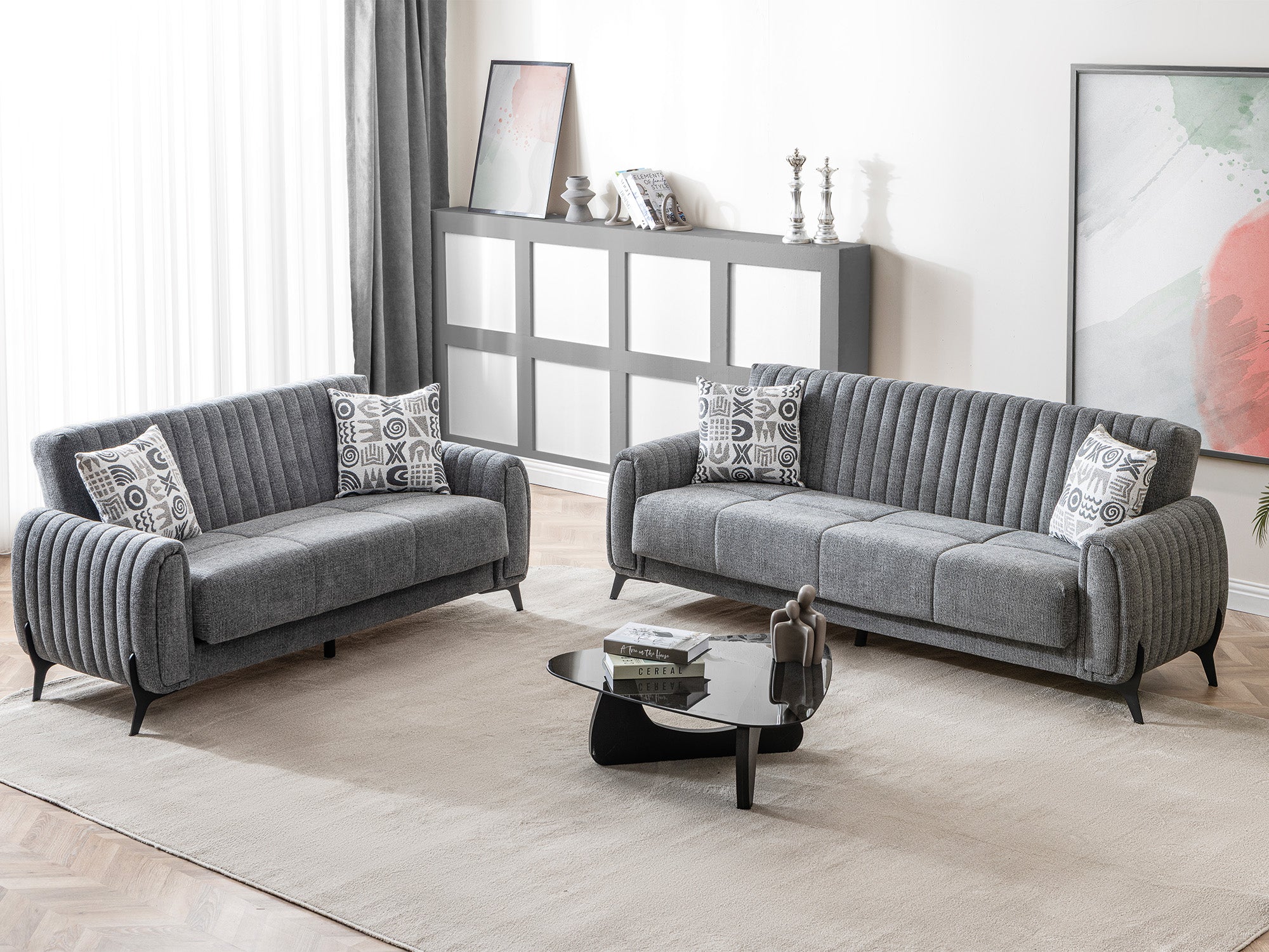 Palermo Convertible Loveseat Grey