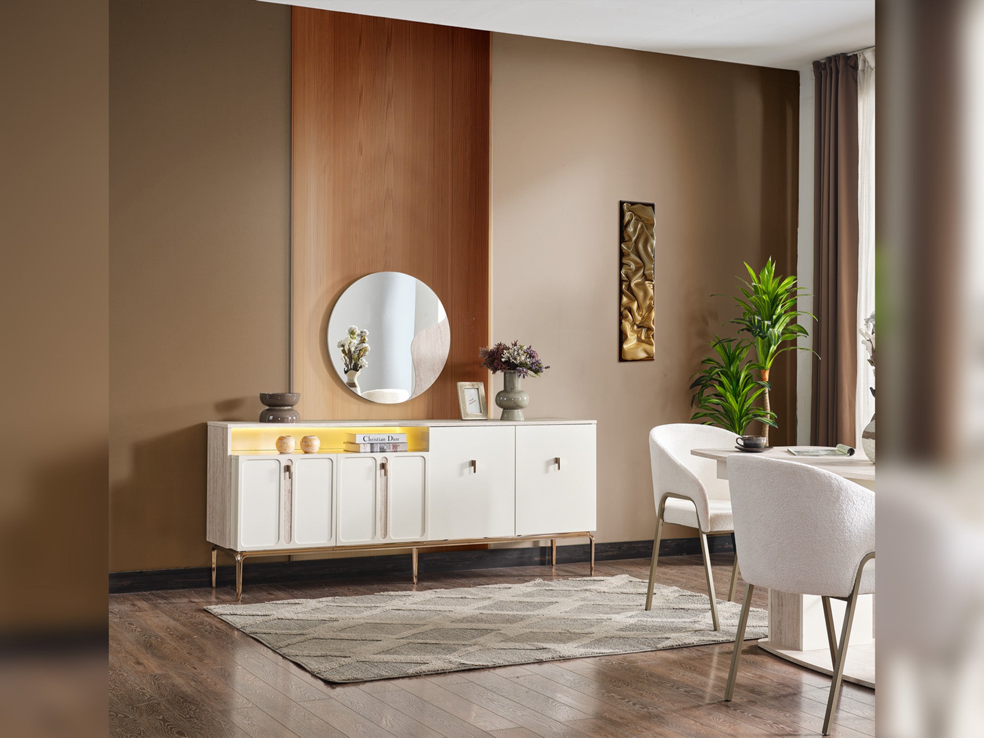 Pamukkale Diningroom (Consol With Mirror & Dining Table & 6 Dining Chair)