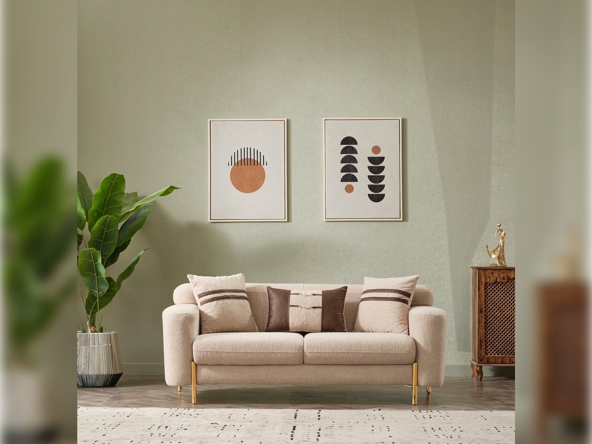 Shelby 3-pieces (Sofa & Loveseat & Chair) Livingroom Set Beige