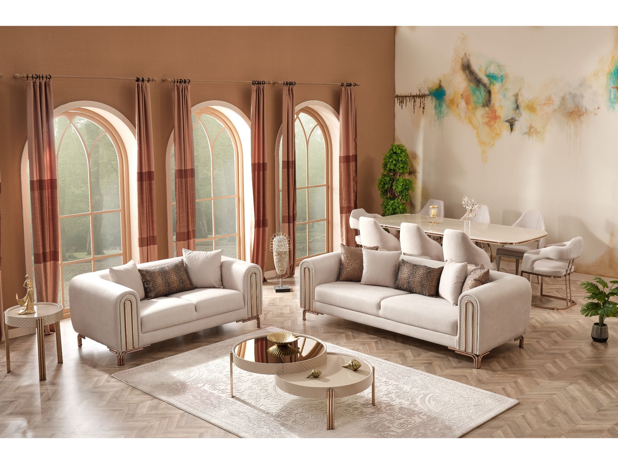 Paris Stationary Loveseat Cream