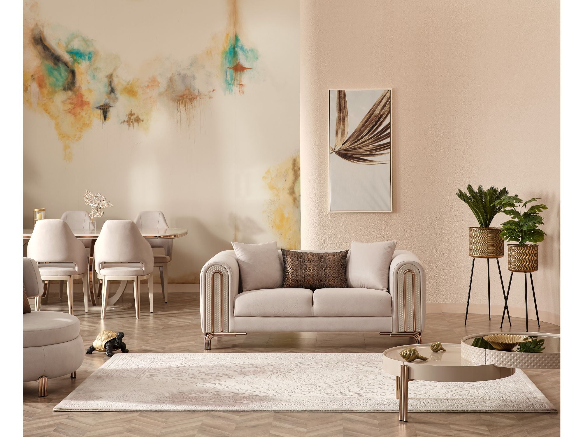 Paris 3-pieces (Sofa & Loveseat & Chair) Livingroom Set Cream