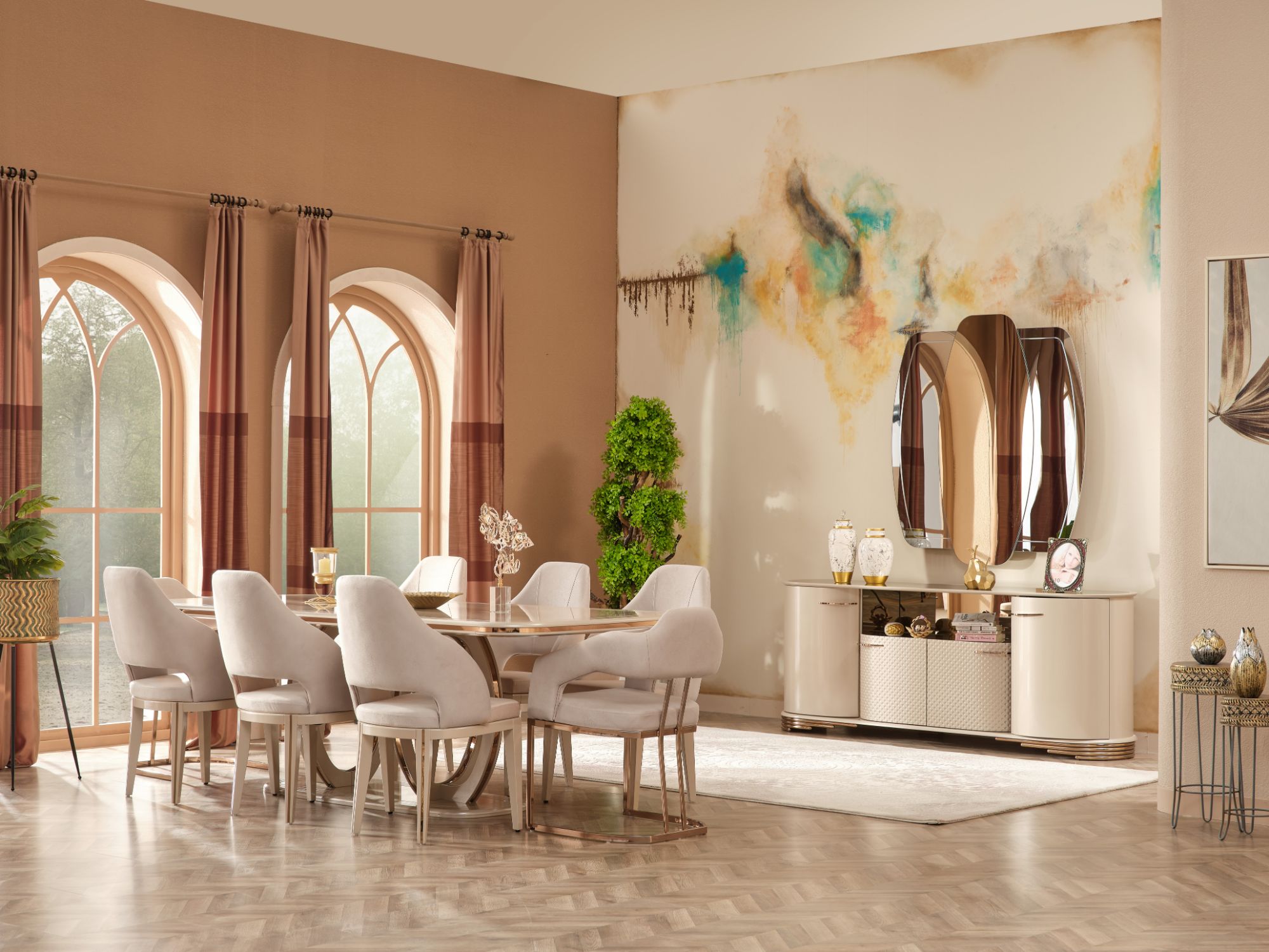 Paris Diningroom (Consol With Mirror & Dining Table & 6 Dining Chair)