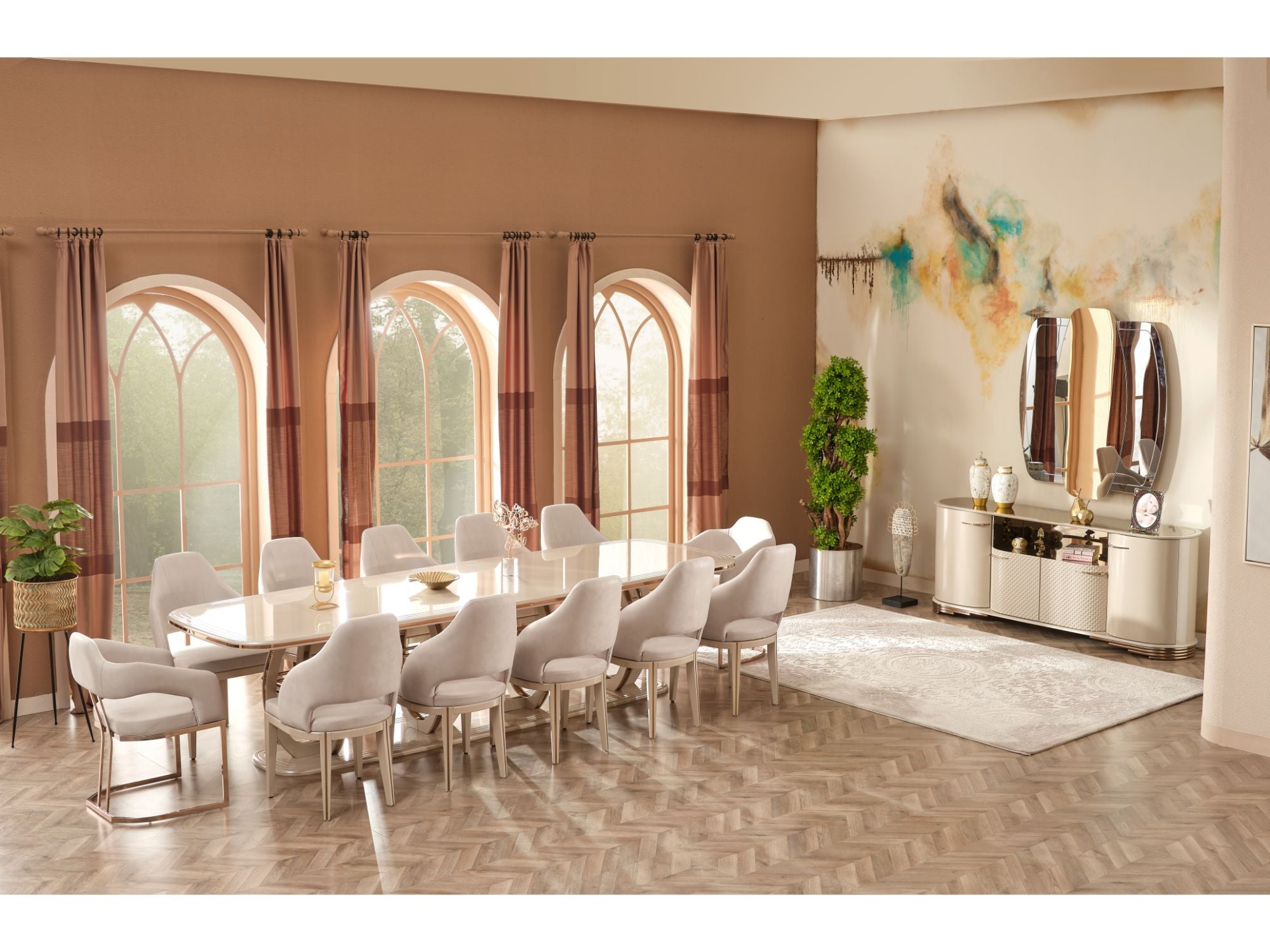 Paris Diningroom (Consol With Mirror & Dining Table & 6 Dining Chair)