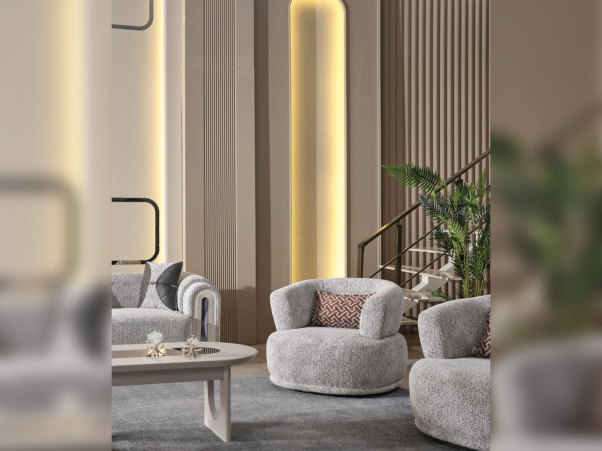 Parma 3-pieces (Sofa & Loveseat & Chair) Livingroom Set Light Grey