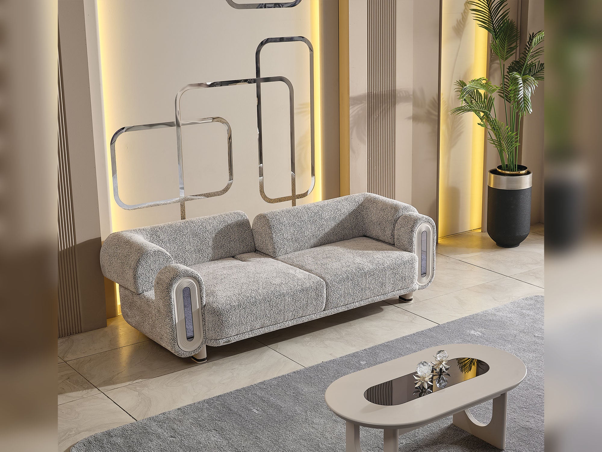 Parma 3-pieces (Sofa & Loveseat & Chair) Livingroom Set Light Grey