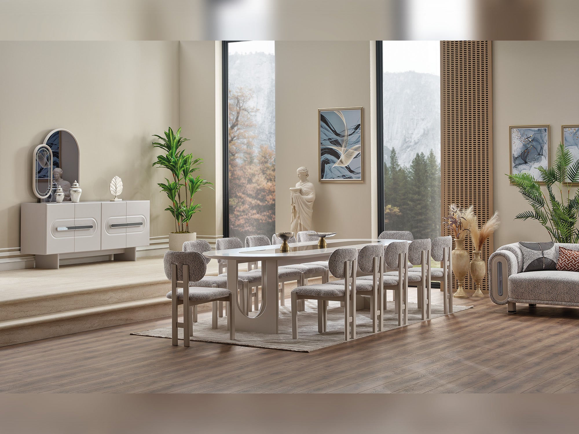 Parma Diningroom (Consol With Mirror & Dining Table & 6 Dining Chair)