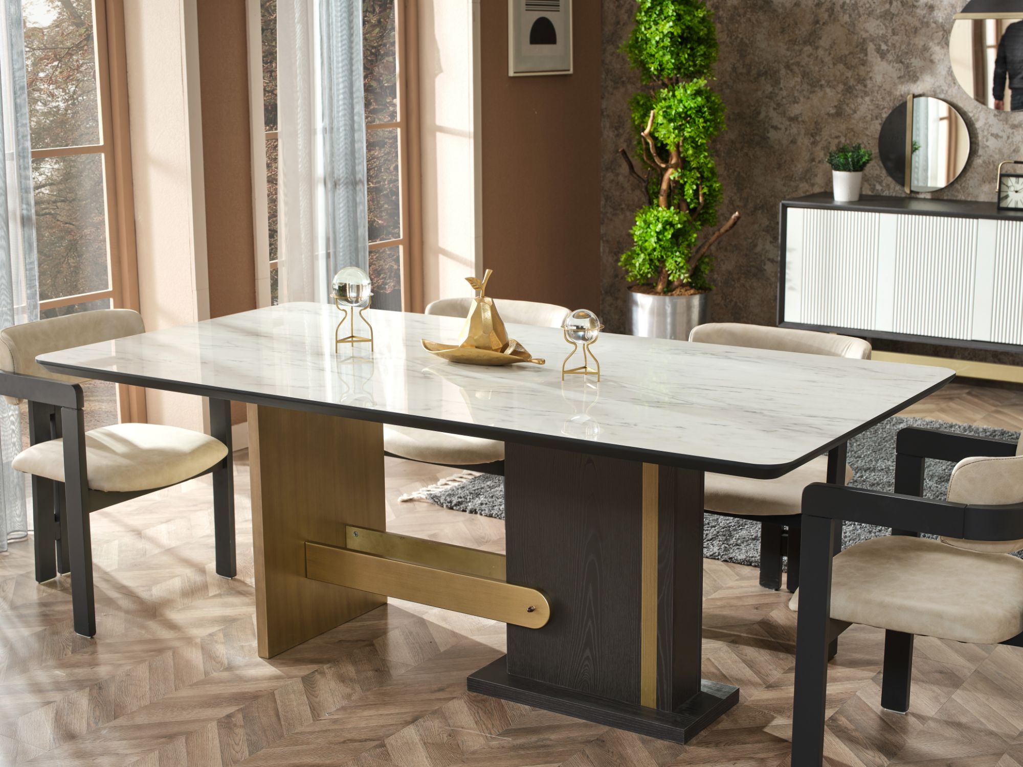 Pendik Diningroom (Consol With Mirror & Dining Table & 6 Dining Chair)