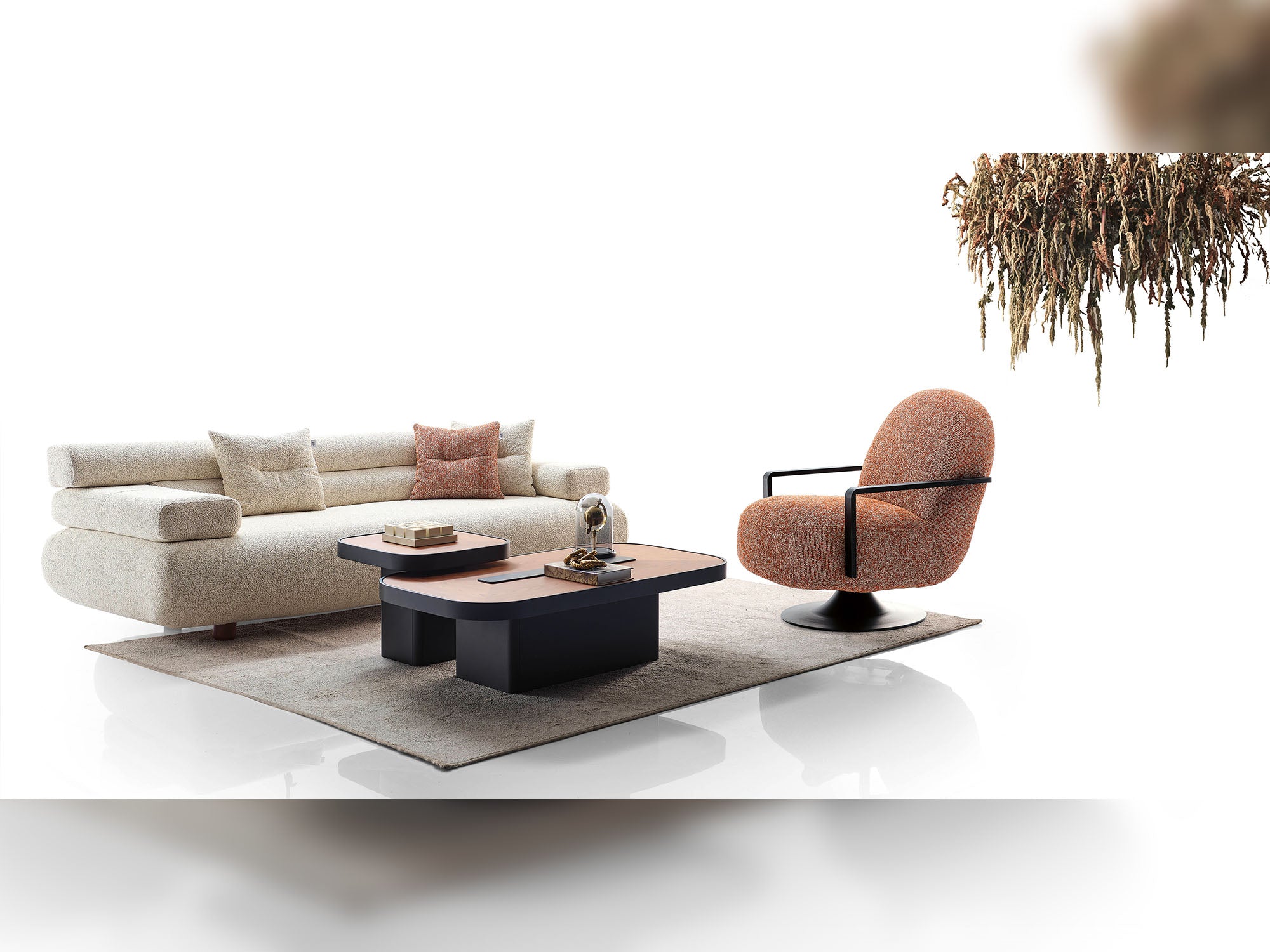 Perlasee 4-pieces (Module Sofa & Sofa & 2 Chair) Livingroom