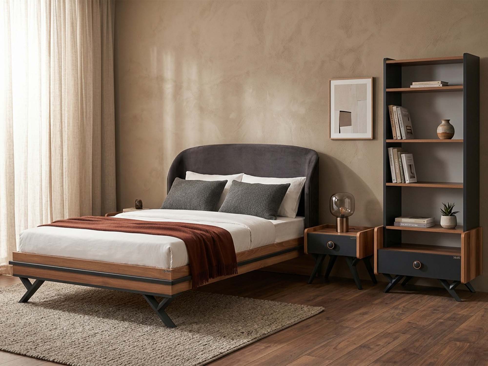 Piedra Kids Room Set (Twin Bed & Bookcase)