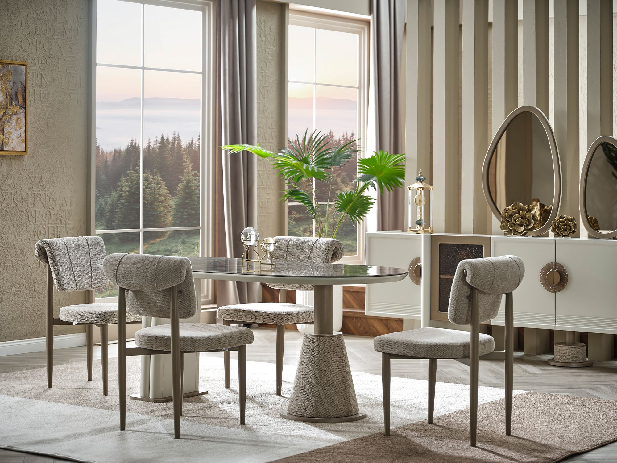 Prag Max Diningroom (Consol With Mirror & Dining Table & 6 Dining Chair)