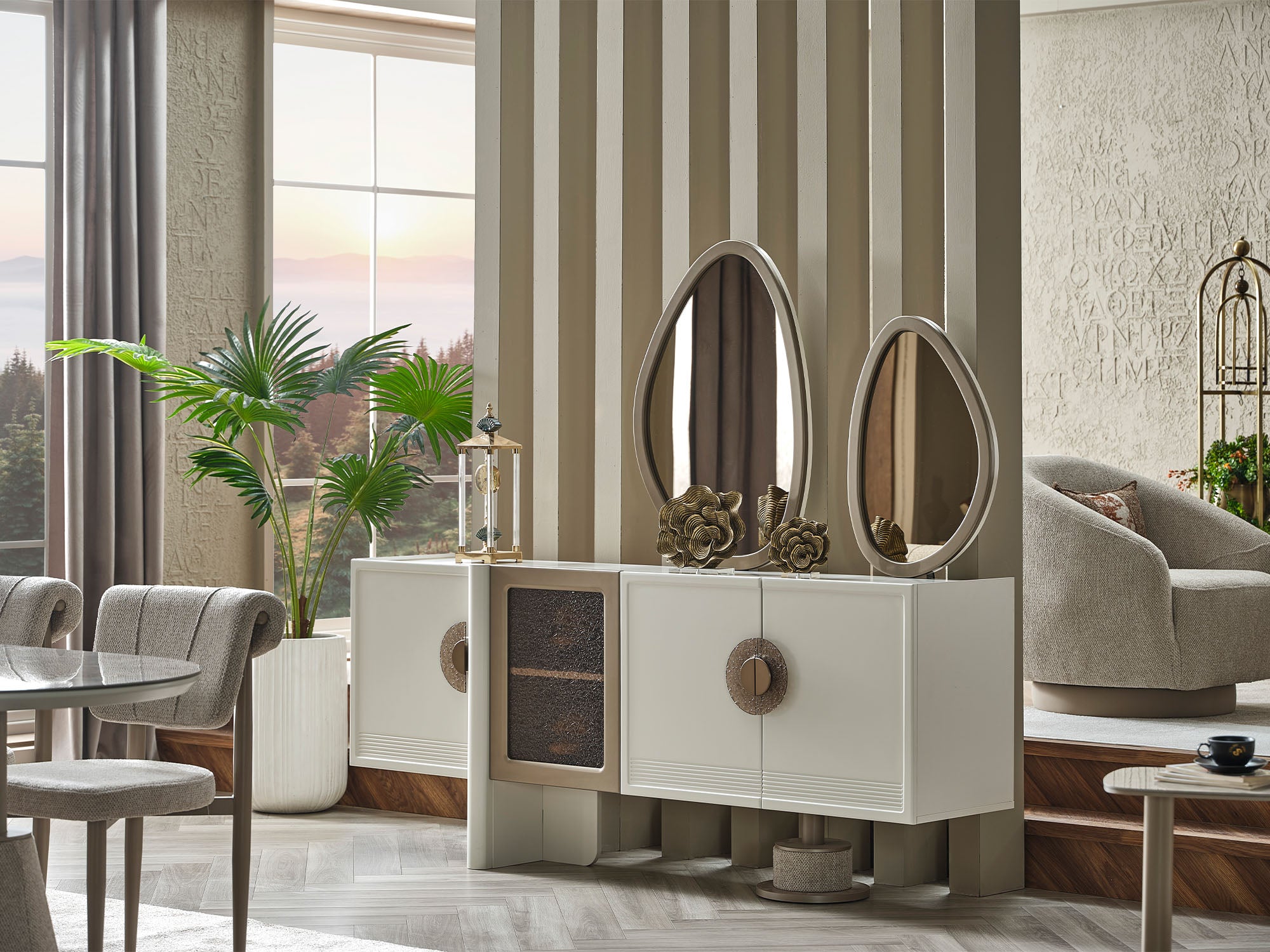 Prag Max Diningroom (Consol With Mirror & Dining Table & 6 Dining Chair)