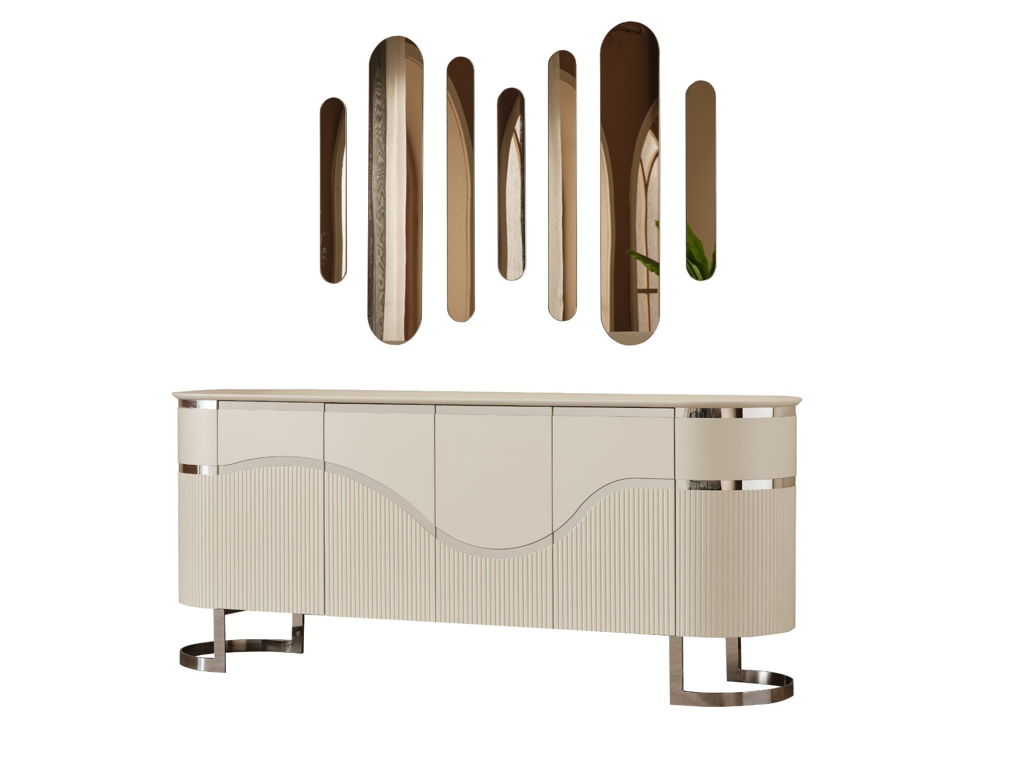Prag Diningroom (Consol With Mirror & 6 Dining Chair & Dining Table)