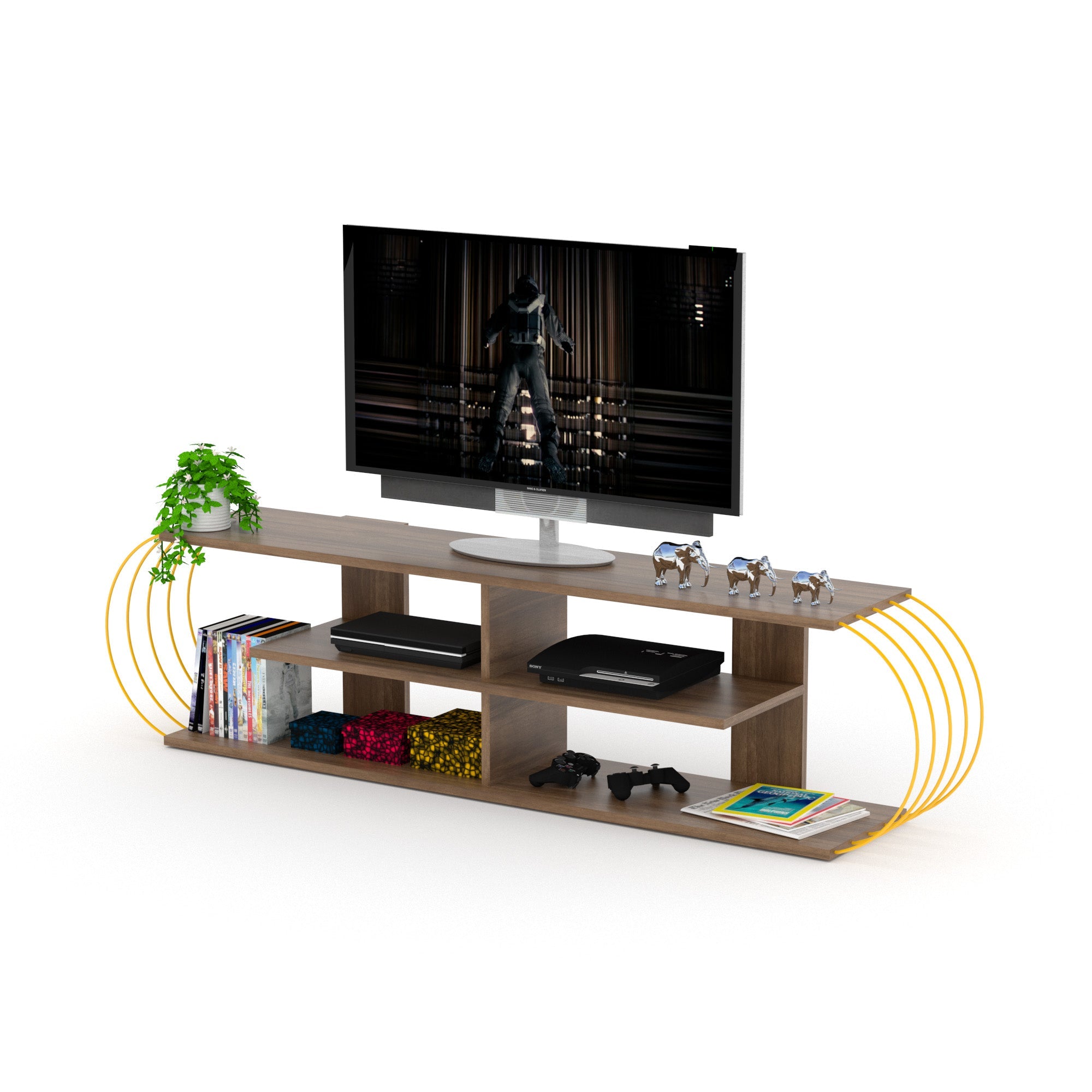 Case Tv Stand Walnut-Chrome