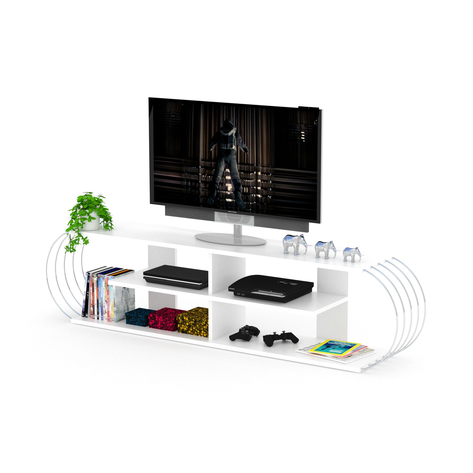 Case Tv Stand Walnut-Chrome