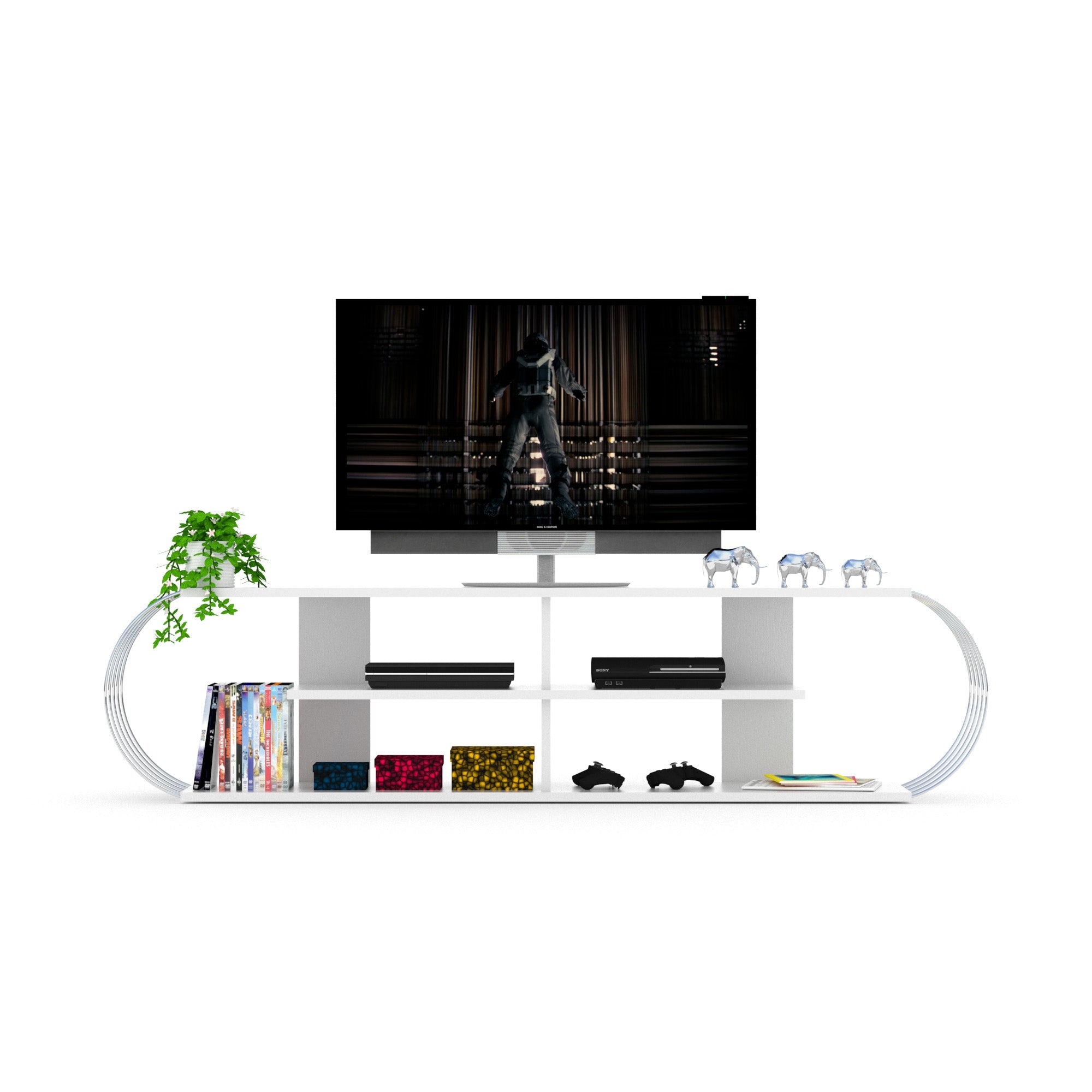 Case Tv Stand Walnut-Chrome