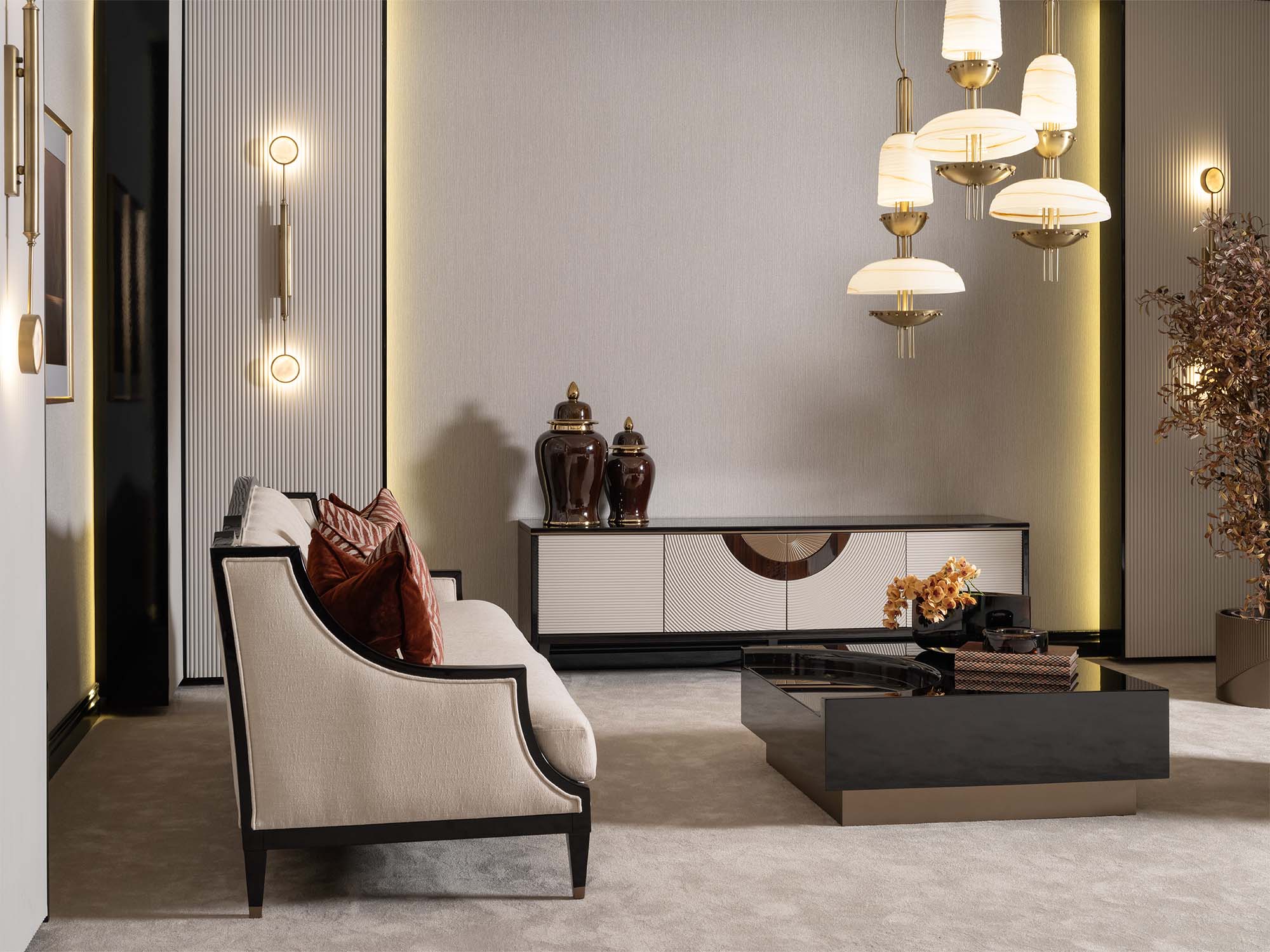 Revora 4-pieces (1 Four Seater Lux Sofa & 1 Four Seater Sofa & 2 Chair) Livingroom