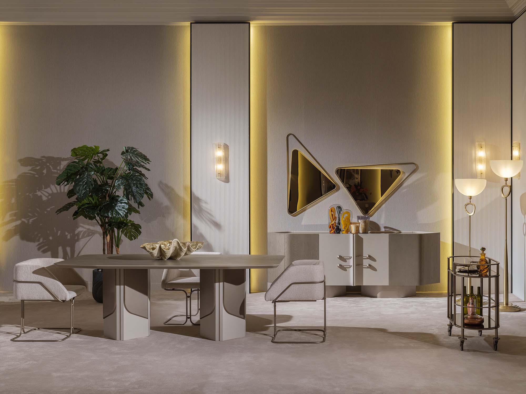 Ricamo Diningroom (Consol With Mirror & Dining Table & 6 Dining Chair)
