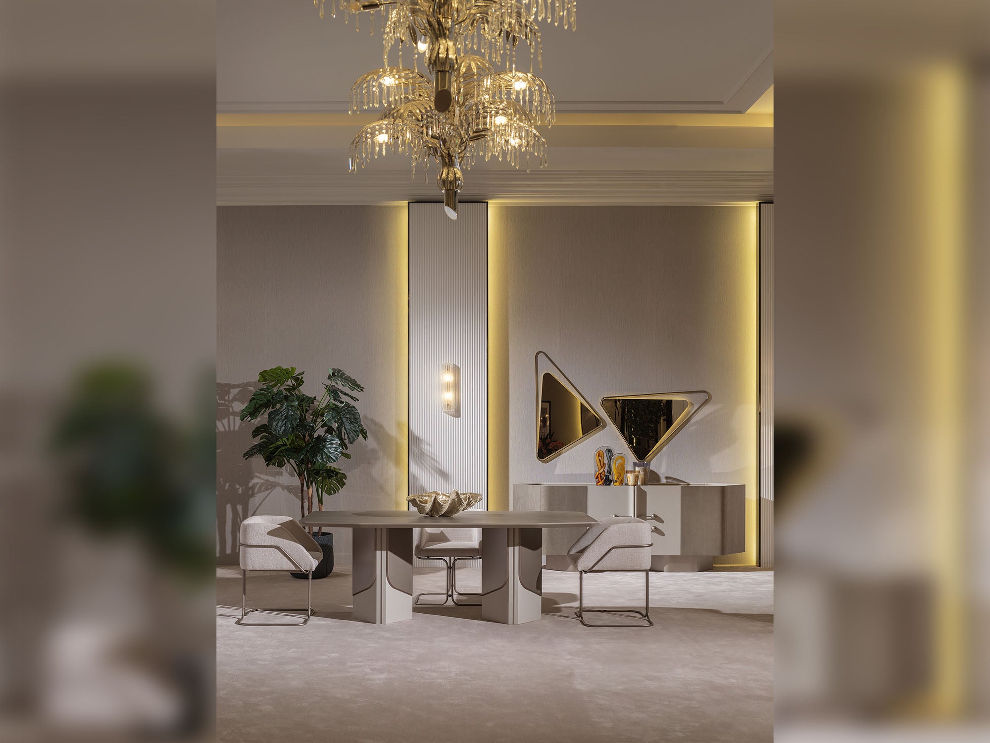 Ricamo Diningroom (Consol With Mirror & Dining Table & 6 Dining Chair)