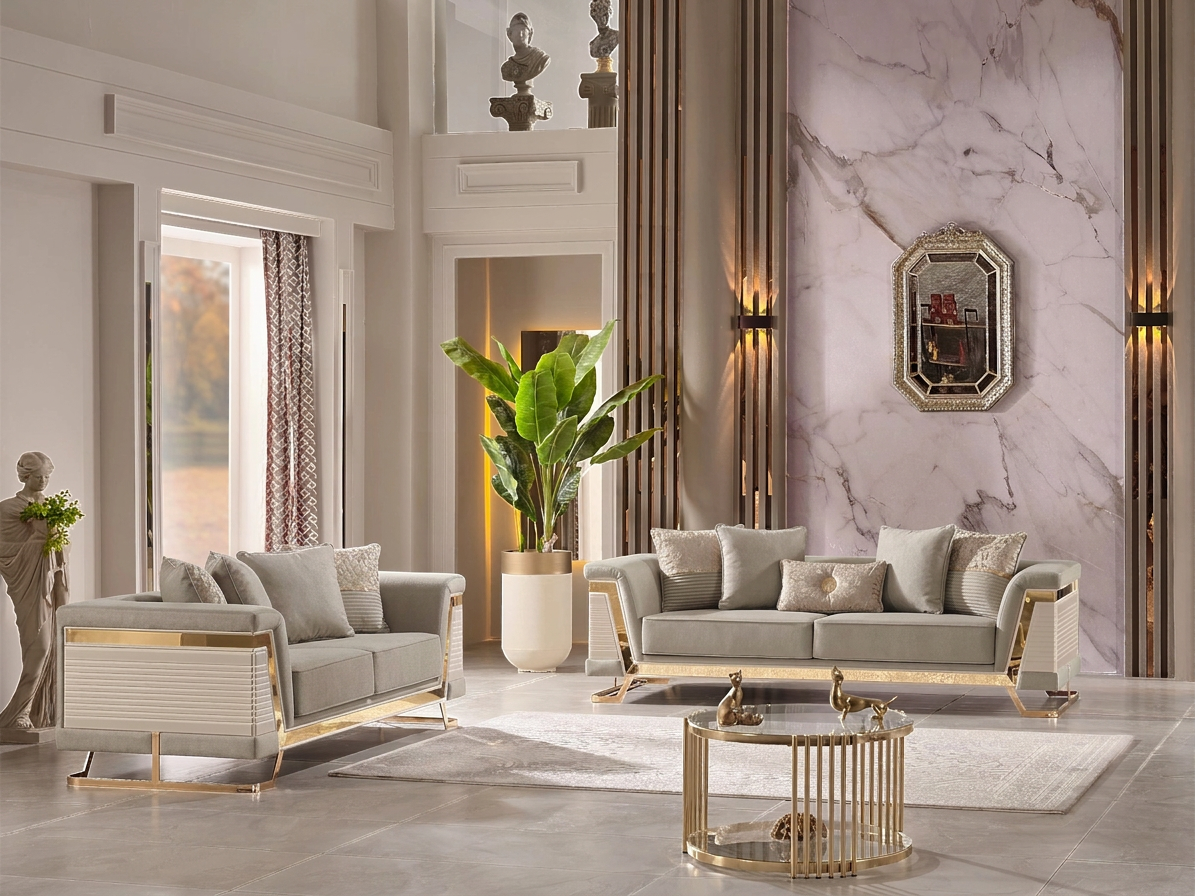 Rixos 2-pieces (Sofa & Loveseat) Livingroom Set Cream