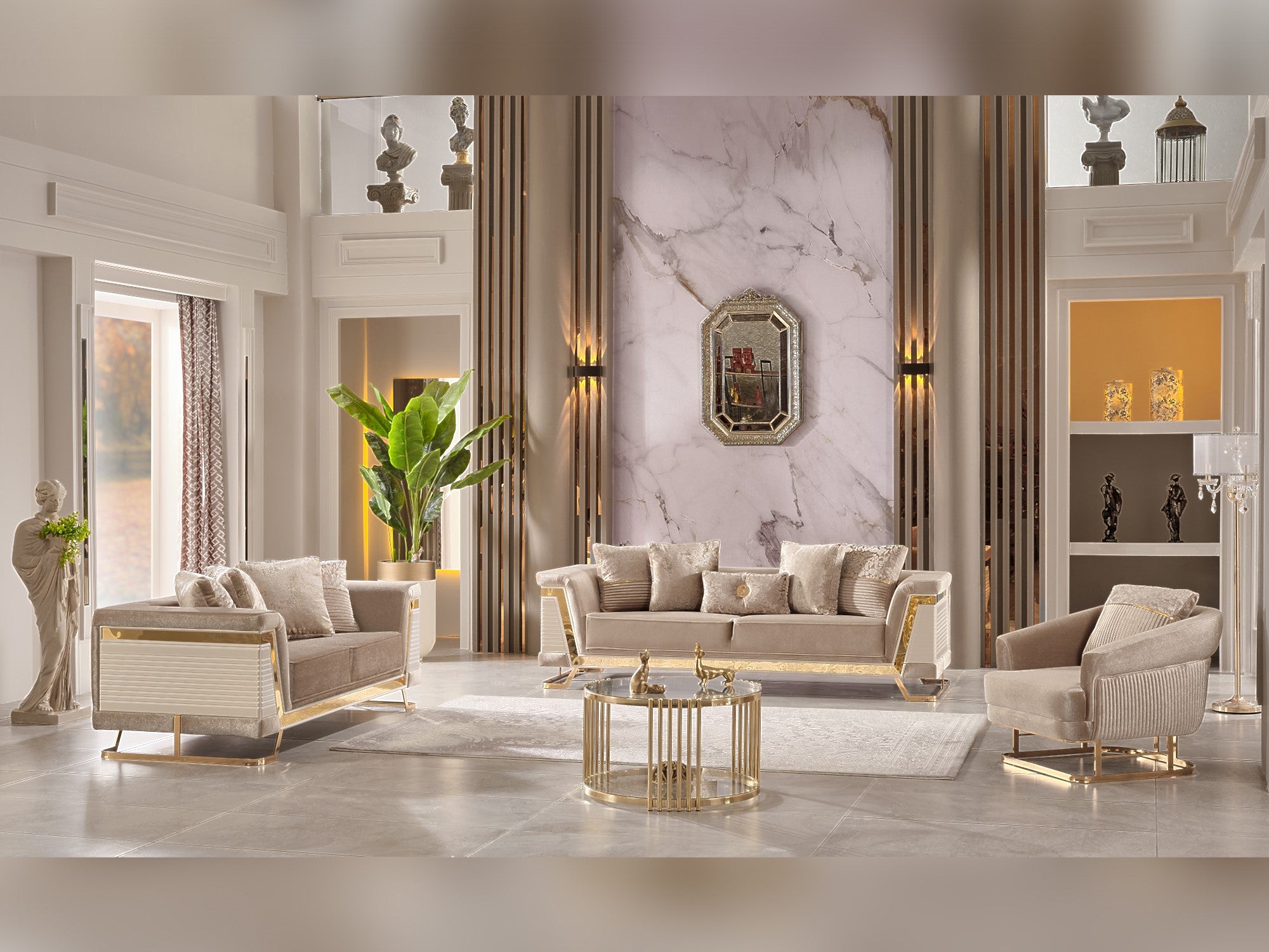 Rixos 3-pieces (Sofa & Loveseat & Chair) Livingroom Set Beige