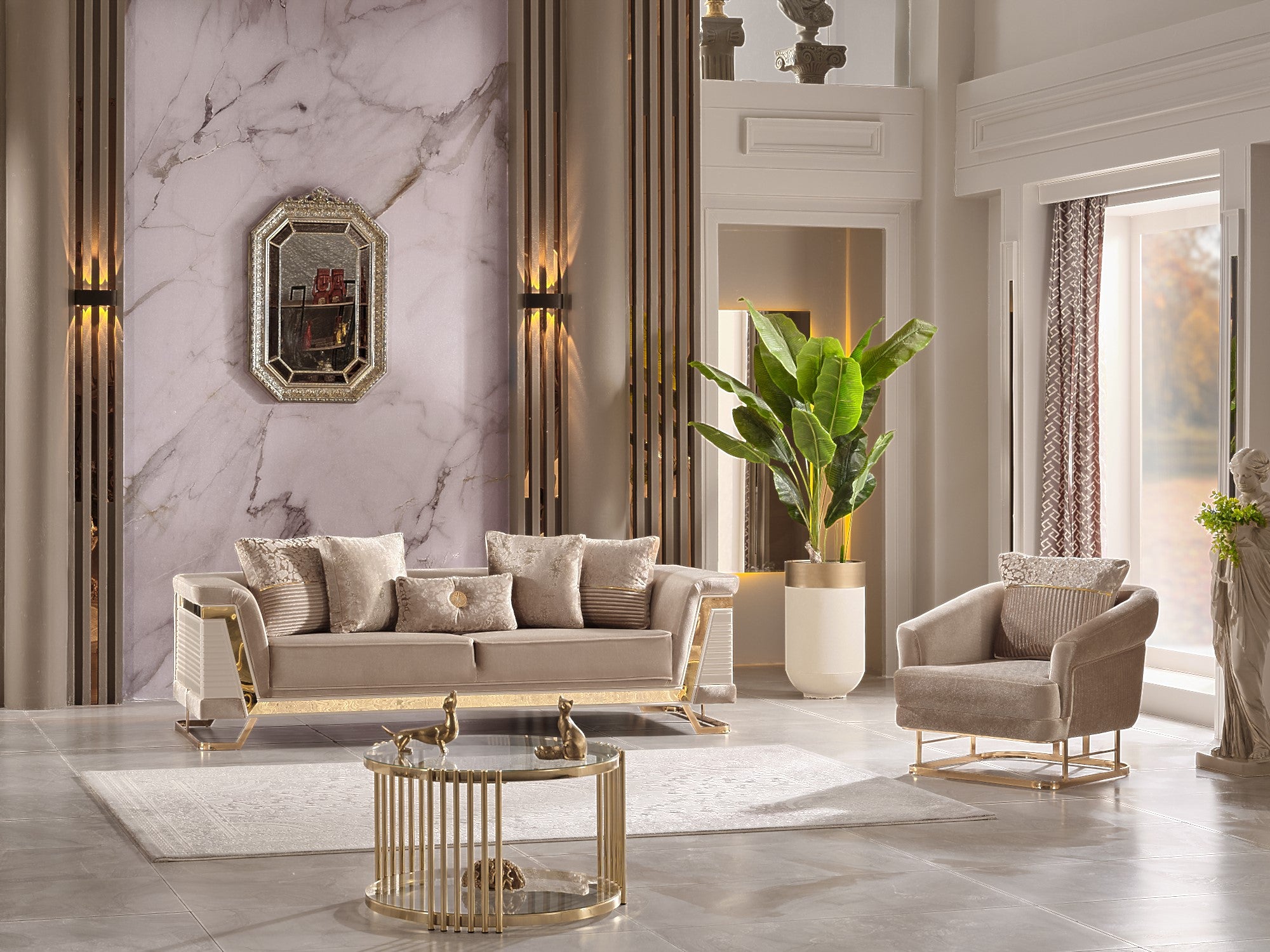 Rixos 3-pieces (Sofa & Loveseat & Chair) Livingroom Set Beige