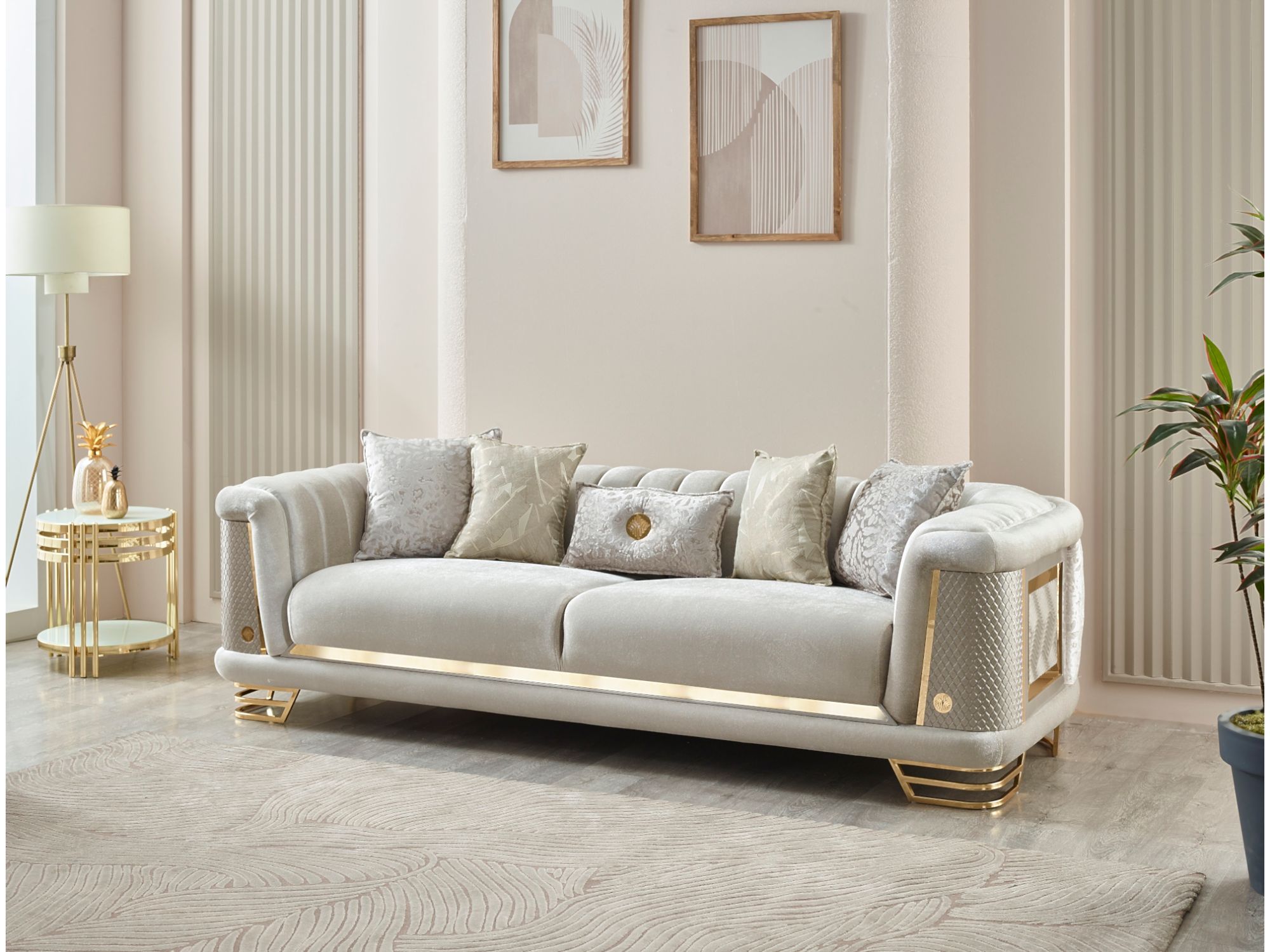 Romans 3-pieces (Sofa & Loveseat & Chair) Livingroom Set Cream