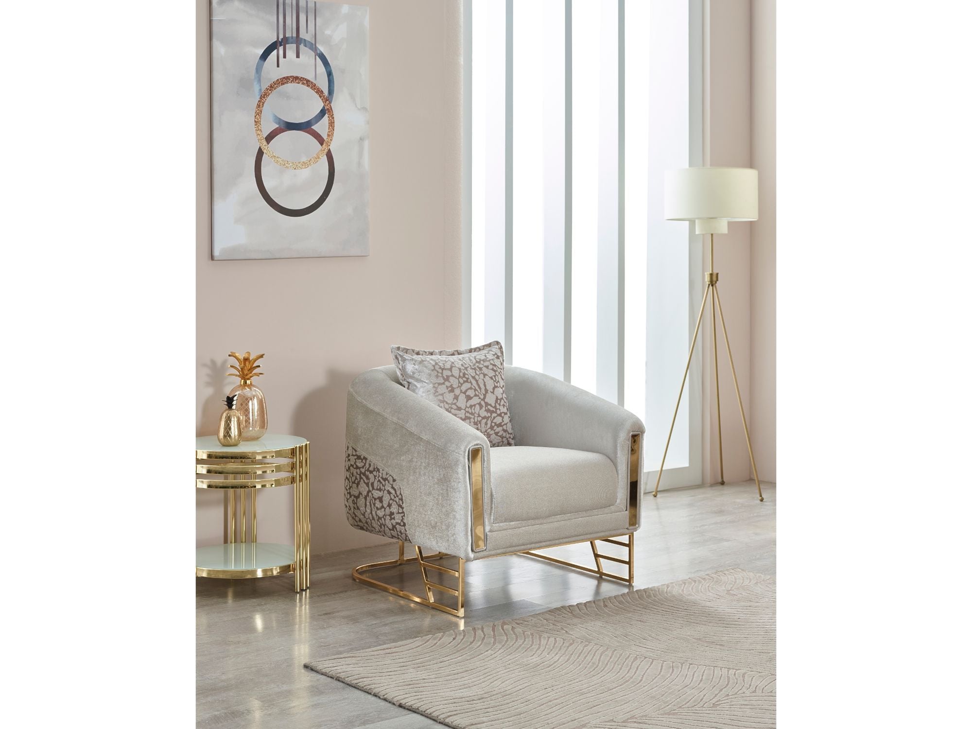 Romans 3-pieces (Sofa & Loveseat & Chair) Livingroom Set Cream