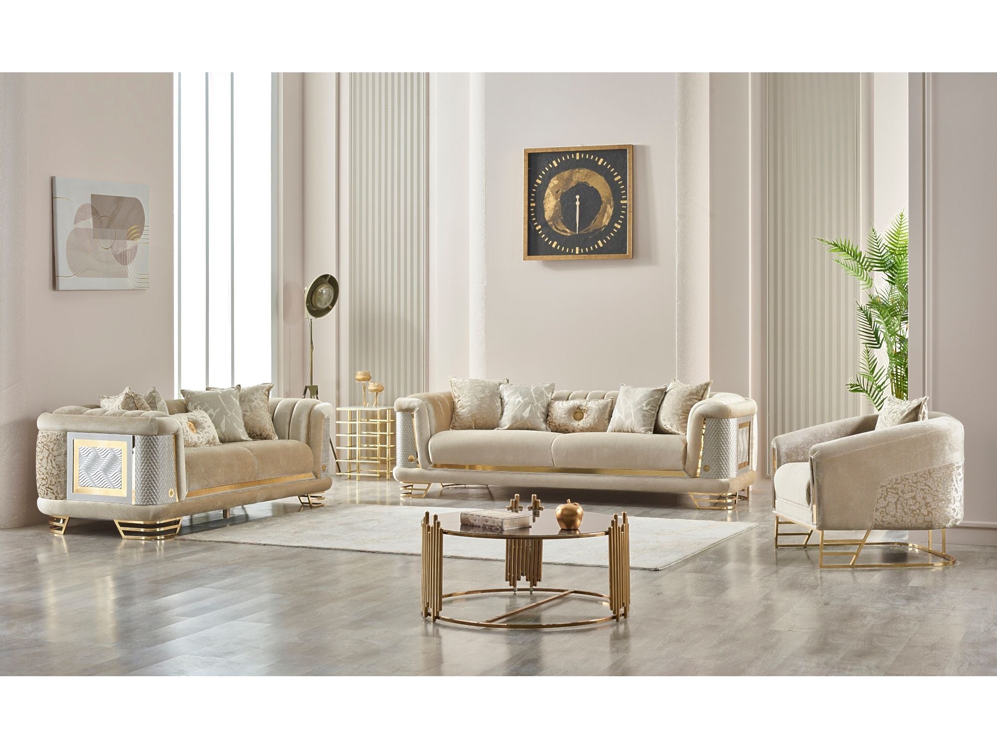 Romans Stationary Loveseat Beige