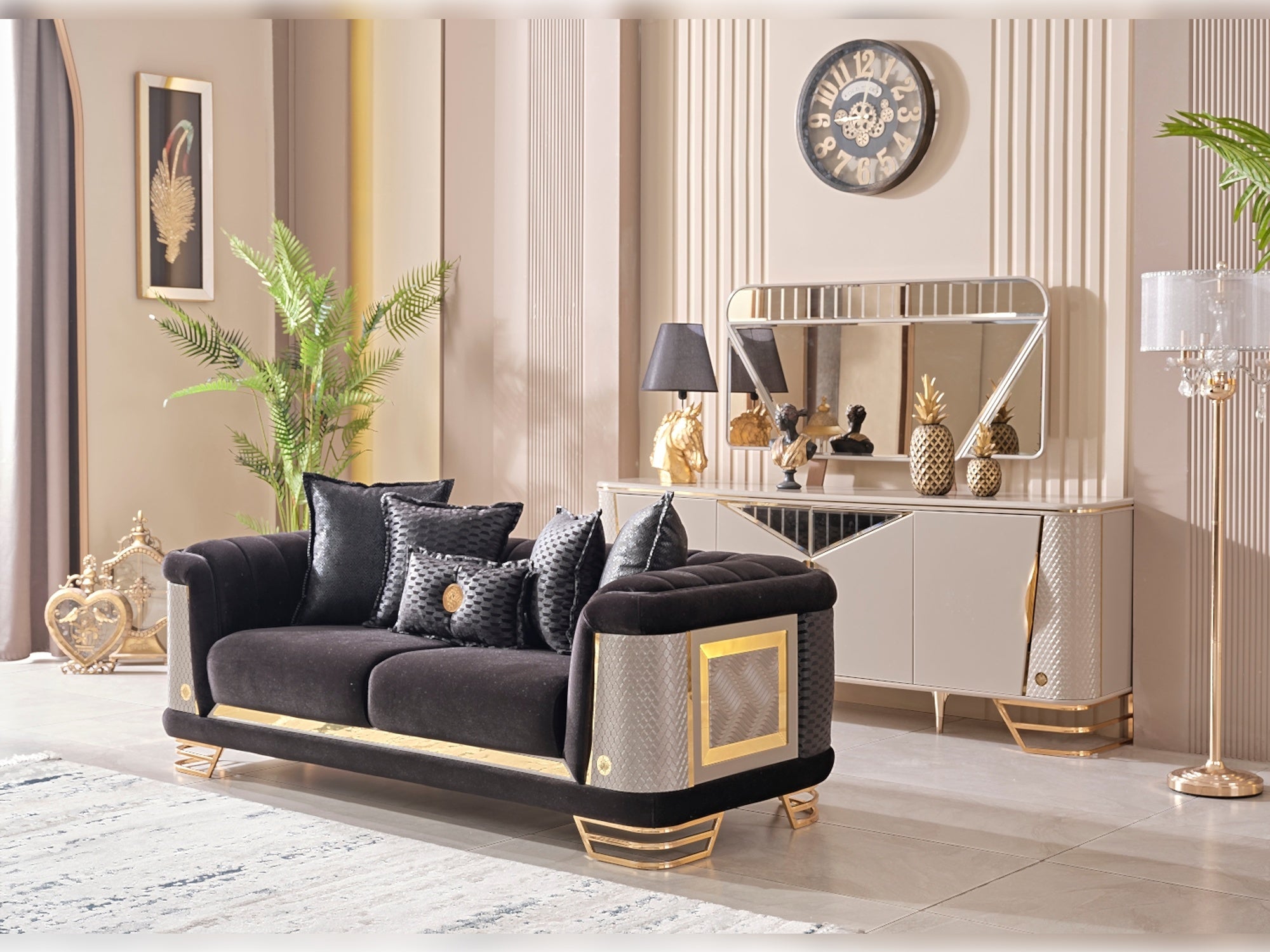 Romans Stationary Loveseat Black
