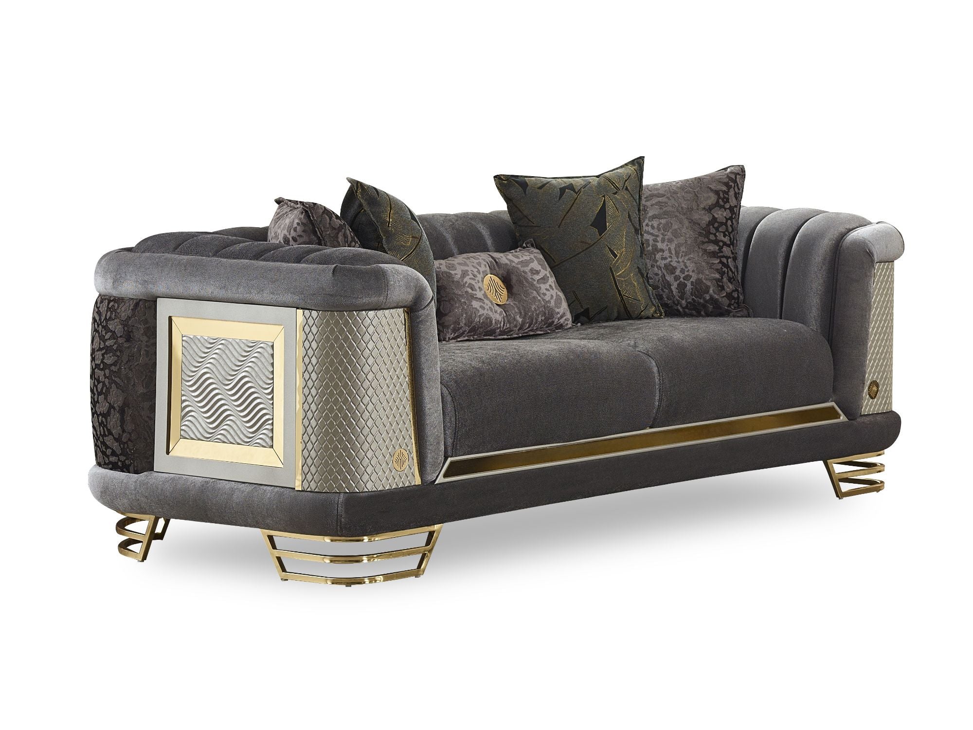 Romans 3-pieces (Sofa & Loveseat & Chair) Livingroom Set Grey